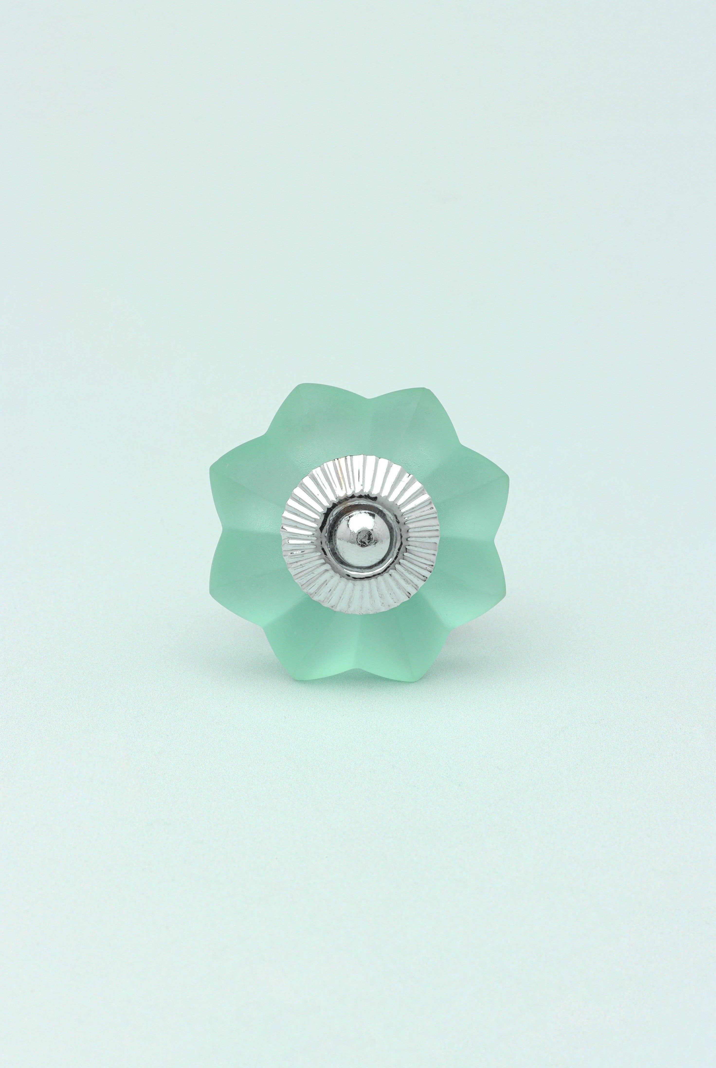Frosted Fjord Flower Melon and Pastel Shades Glass Knob - G Decor
