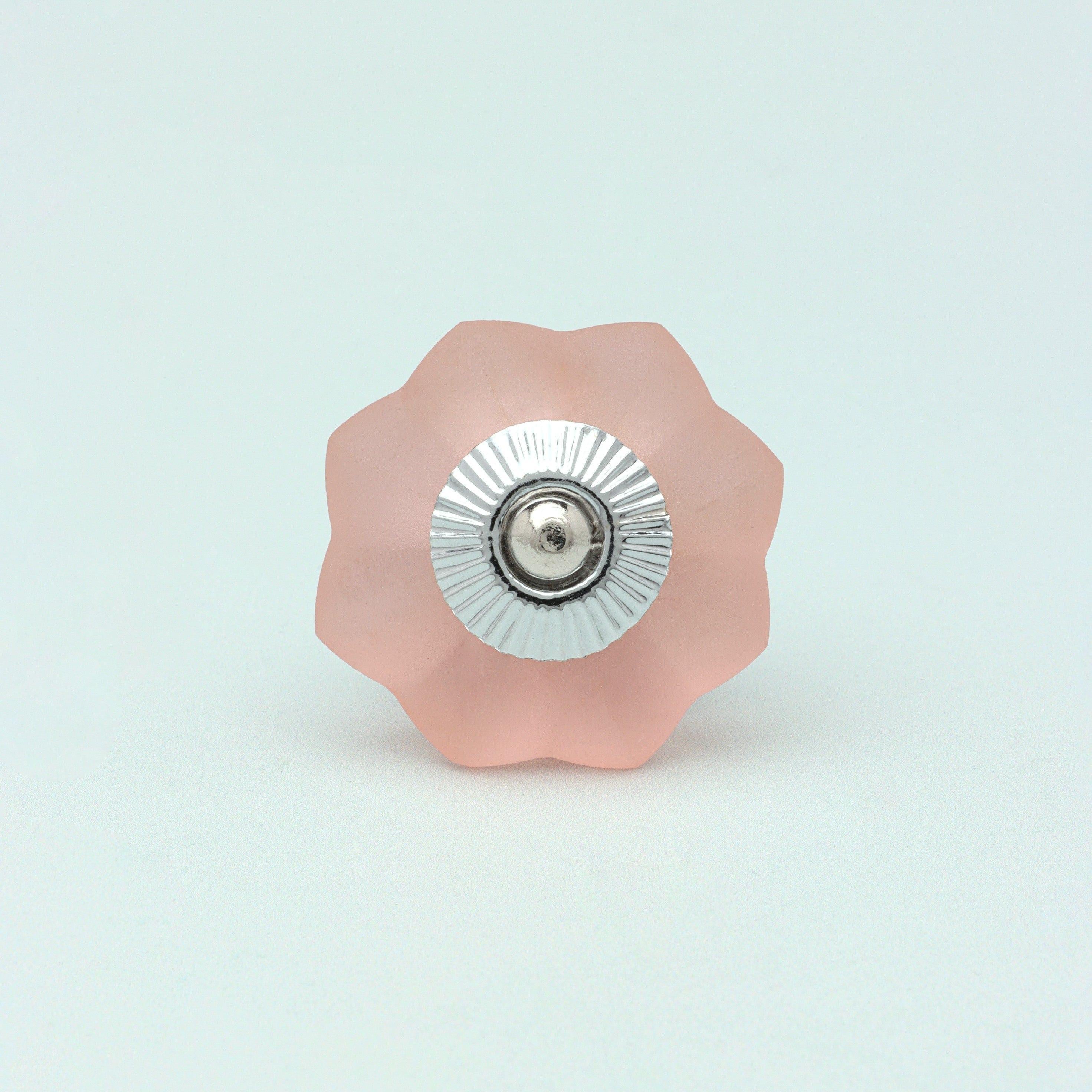 Frosted Fjord Flower Melon and Pastel Shades Glass Knob - G Decor