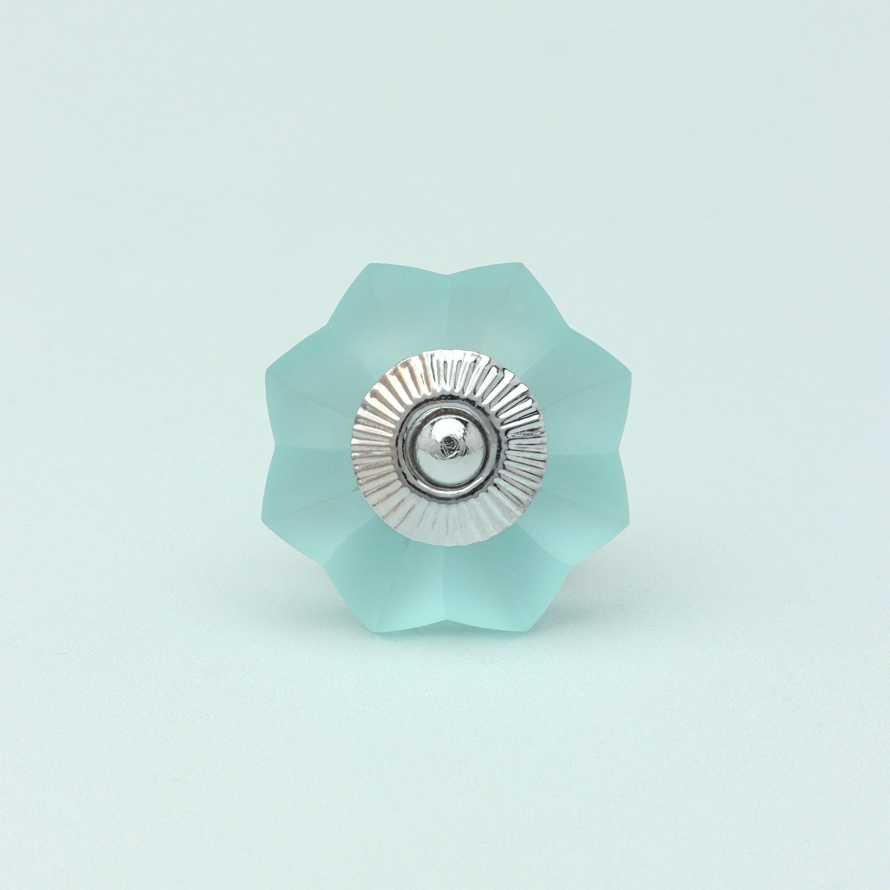 Frosted Fjord Flower Melon and Pastel Shades Glass Knob - G Decor