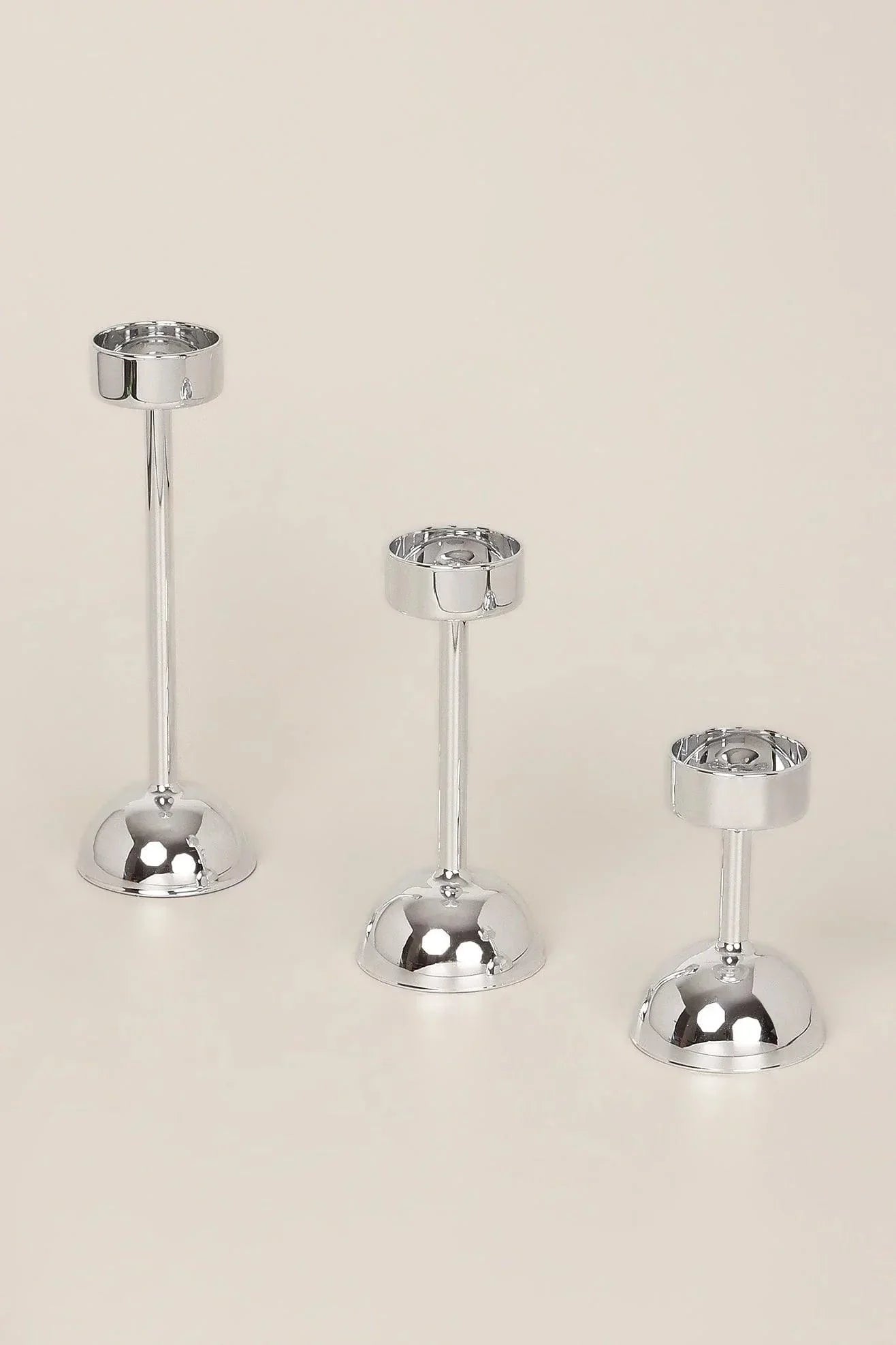 G Decor Set Of 3 Arian Chrome Silver Glass Classic Tealight Vanity Church Candle Holders - G Decor