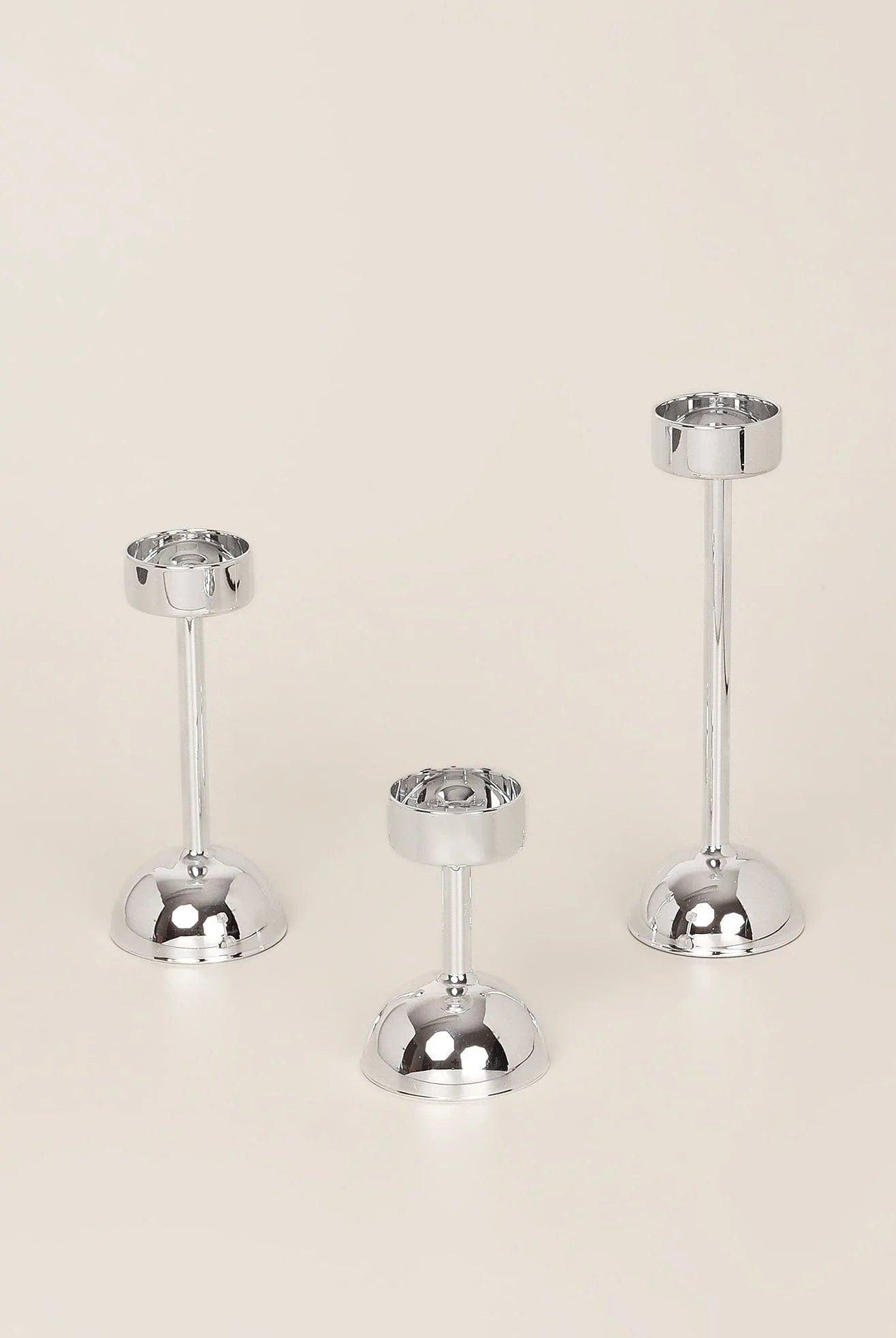G Decor Set Of 3 Arian Chrome Silver Glass Classic Tealight Vanity Church Candle Holders - G Decor