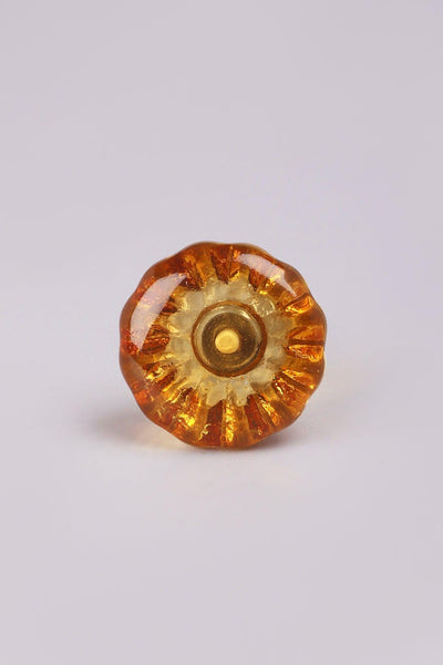 Gdecorstore Door Knobs & Handles Orange Copy of Crystal Glass Torus Flower Pull Knobs
