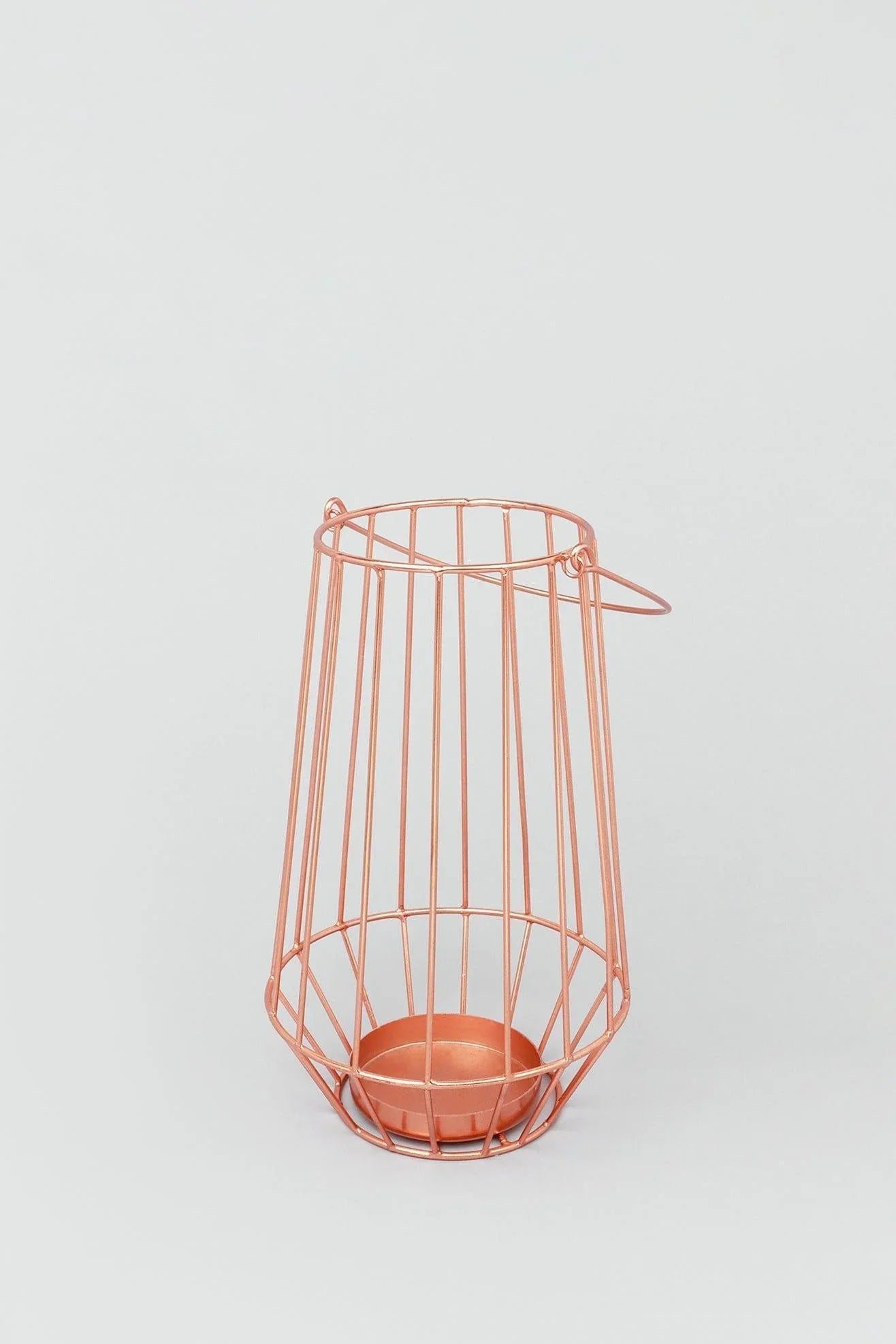 Harper Copper and Glass Geometric Candle Holder — close-up view, G Decor