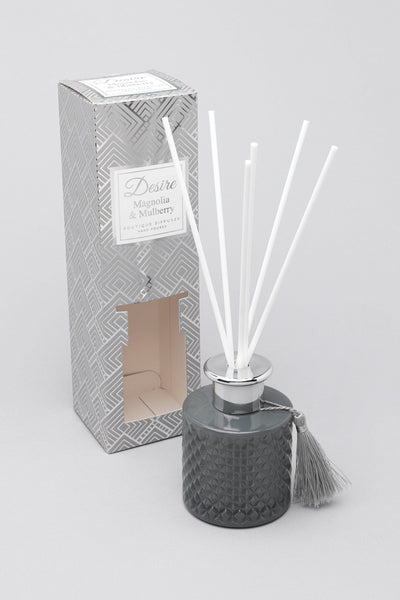 G Decor Reed Diffusers Grey Gift Desire Magnolia and Mulberry Light Grey Hand Poured Reed Diffuser, 100ml, Home Scenting