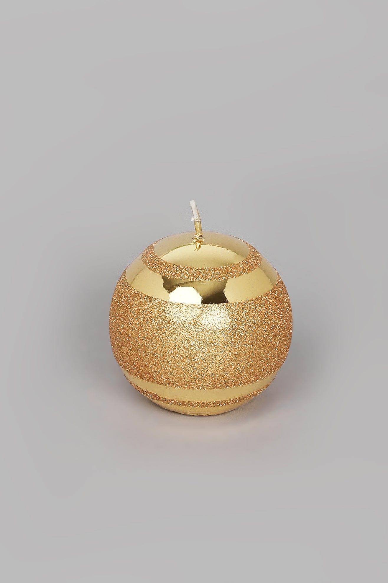 G Decor Candles & Candle Holders Gold / Ball Gold Glass Effect Striped Glitter Gloss Ball Pillar Candles