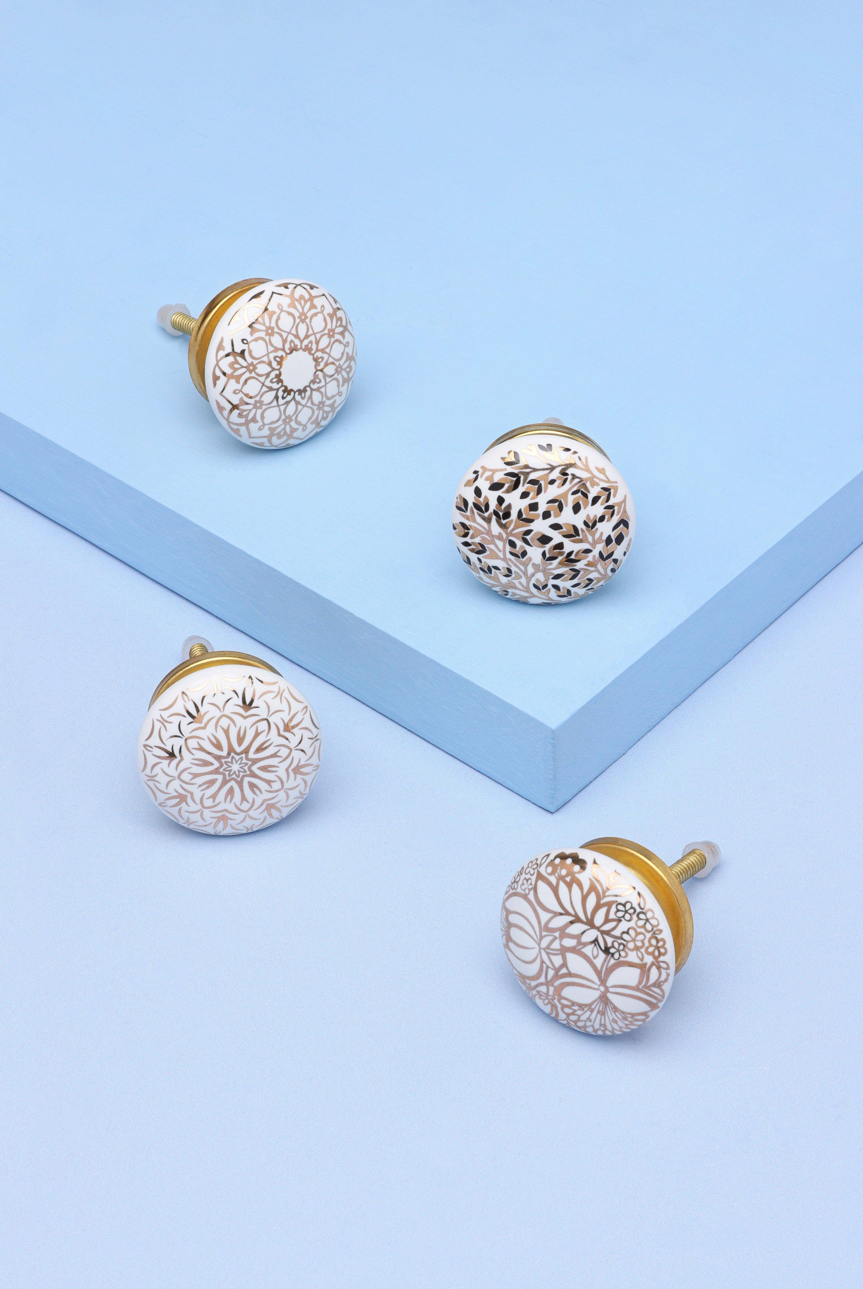 Gold Royal Bloom Ceramic Door Knob Handle - G Decor