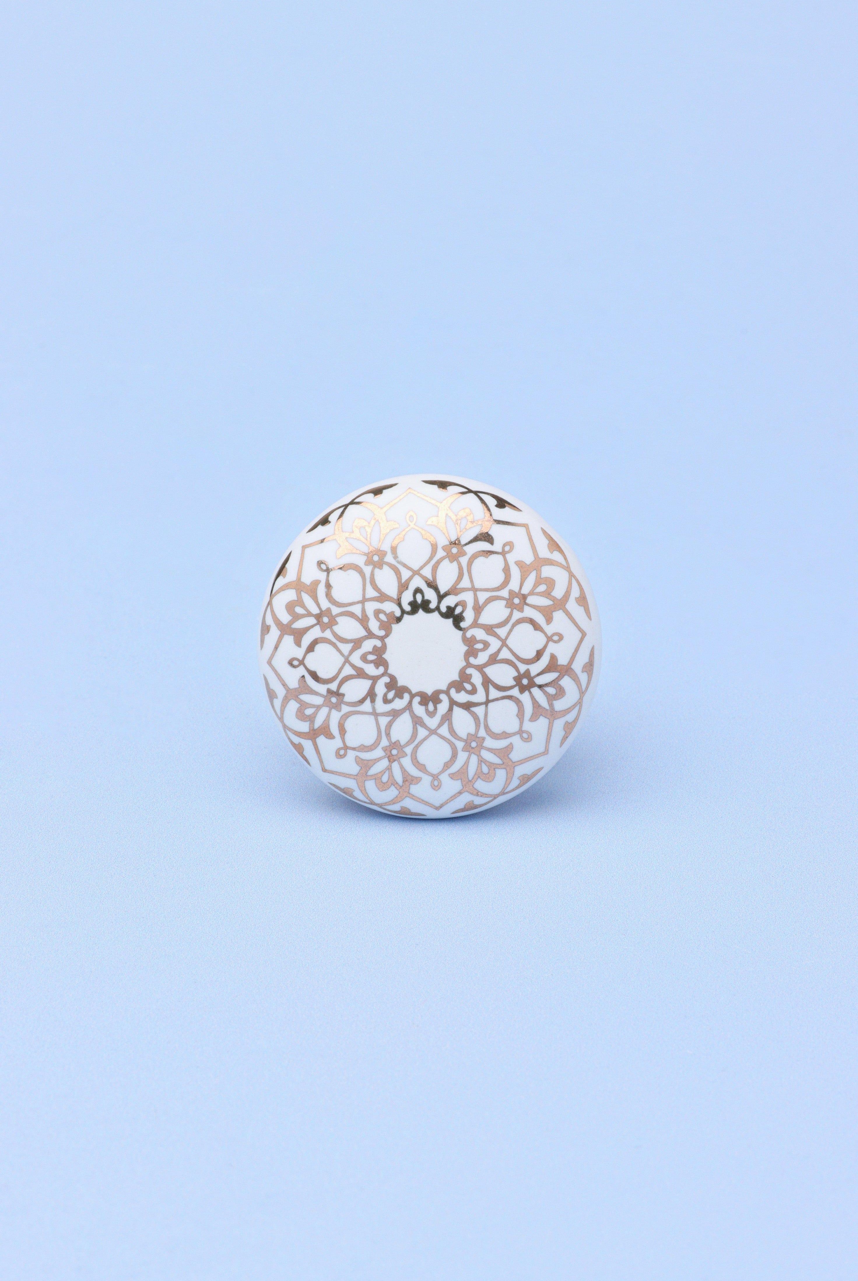 Gold Royal Bloom Ceramic Door Knob Handle - G Decor