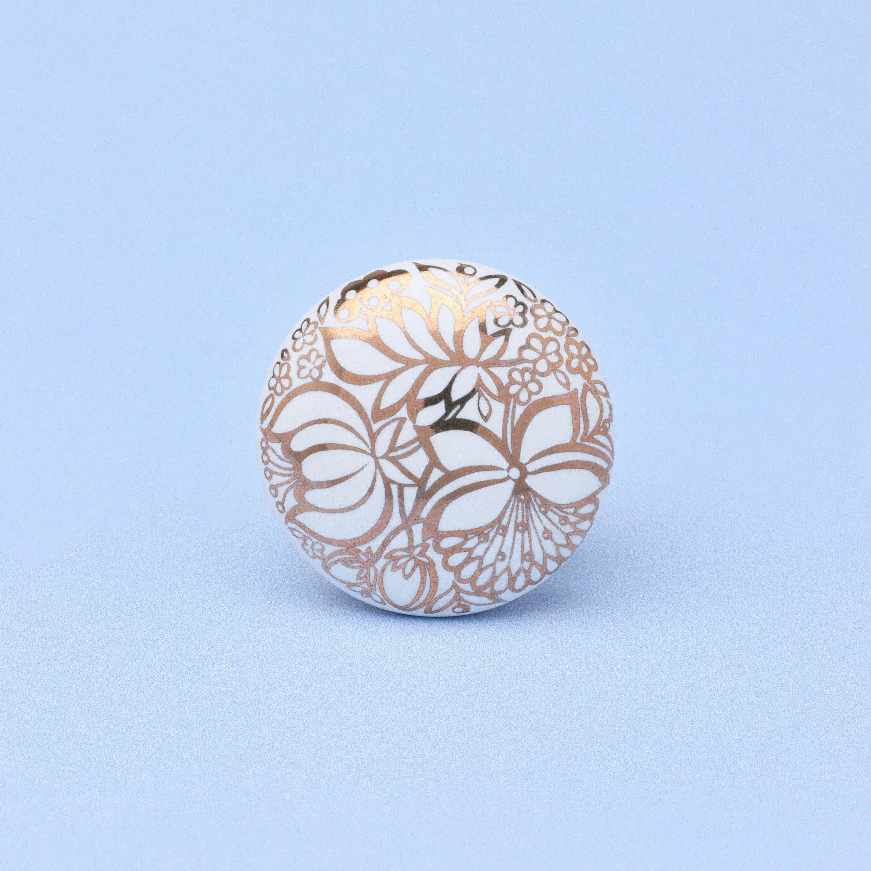 Gold Royal Bloom Ceramic Door Knob Handle - G Decor