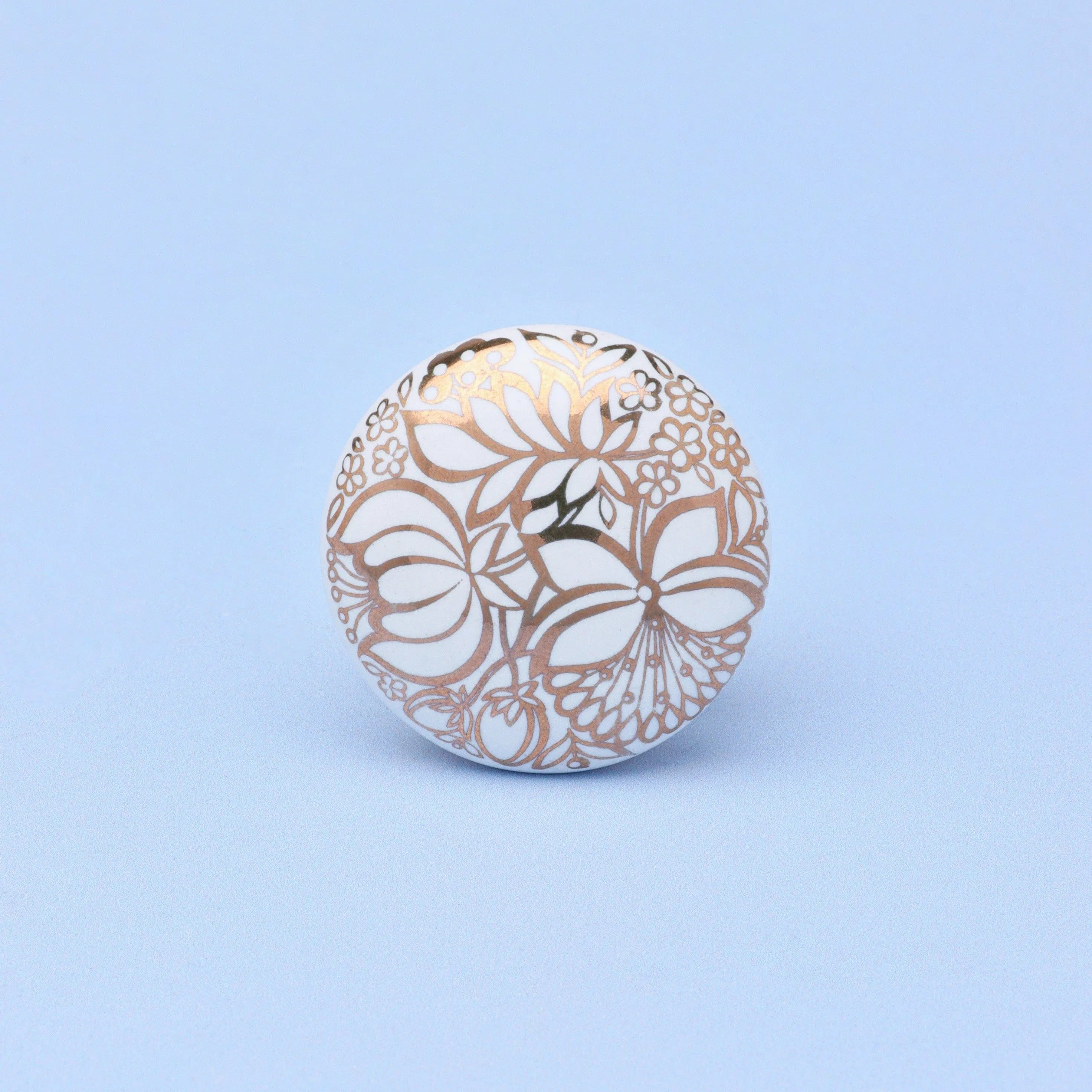 Gold Royal Bloom Ceramic Door Knob Handle - G Decor