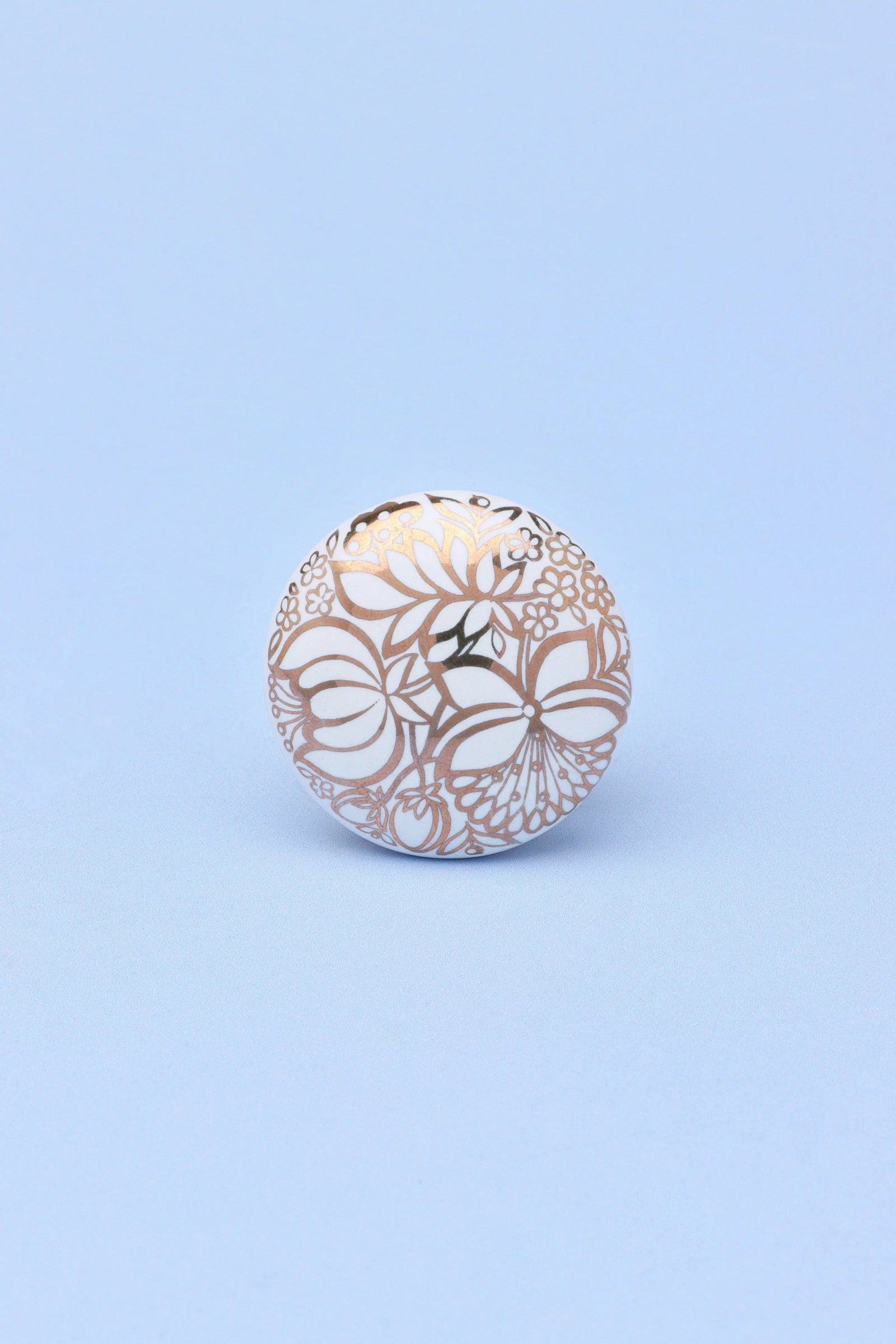 Gold Royal Bloom Ceramic Cabinet Knob — close-up view, G Decor