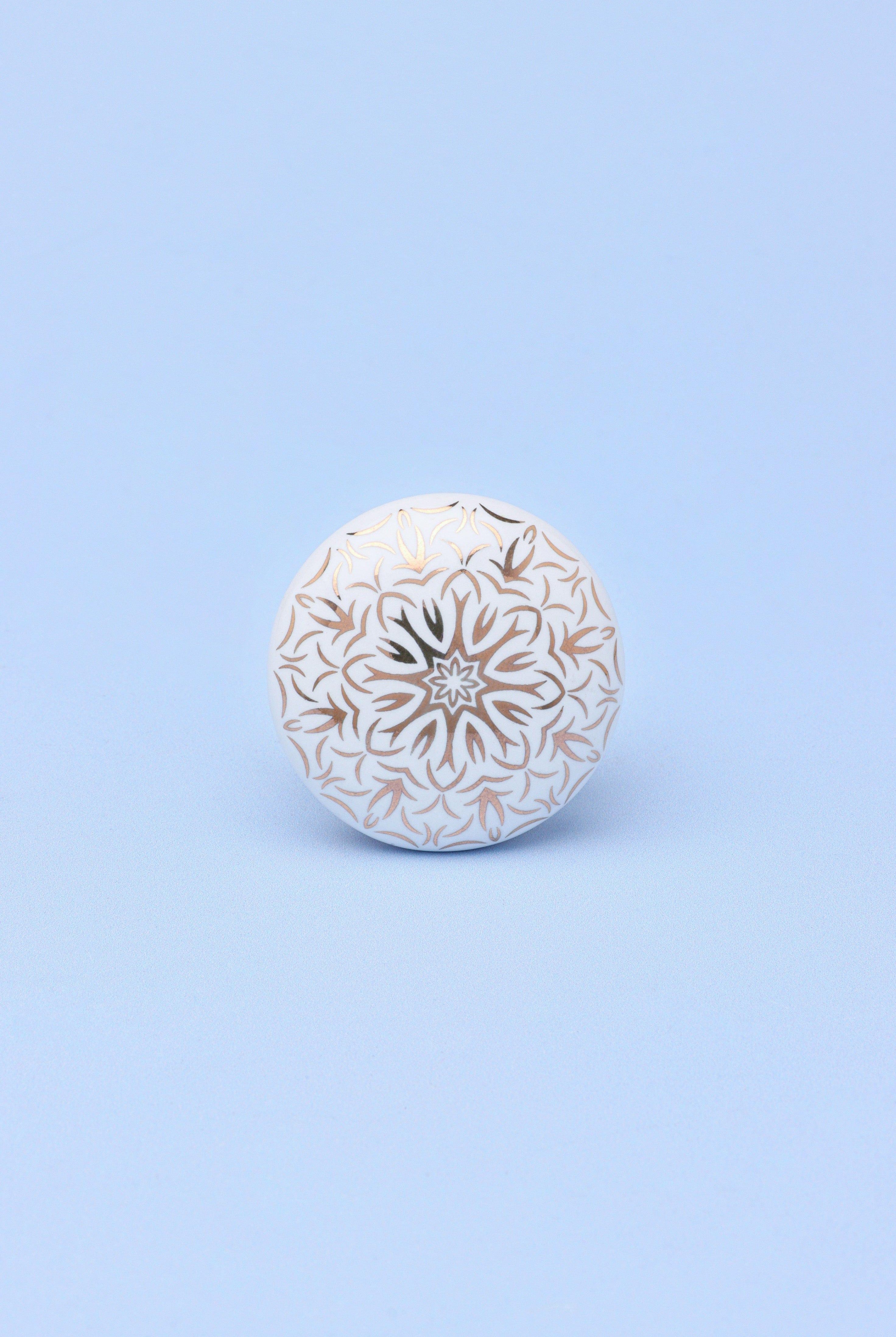 Gold Royal Bloom Ceramic Door Knob Handle - G Decor