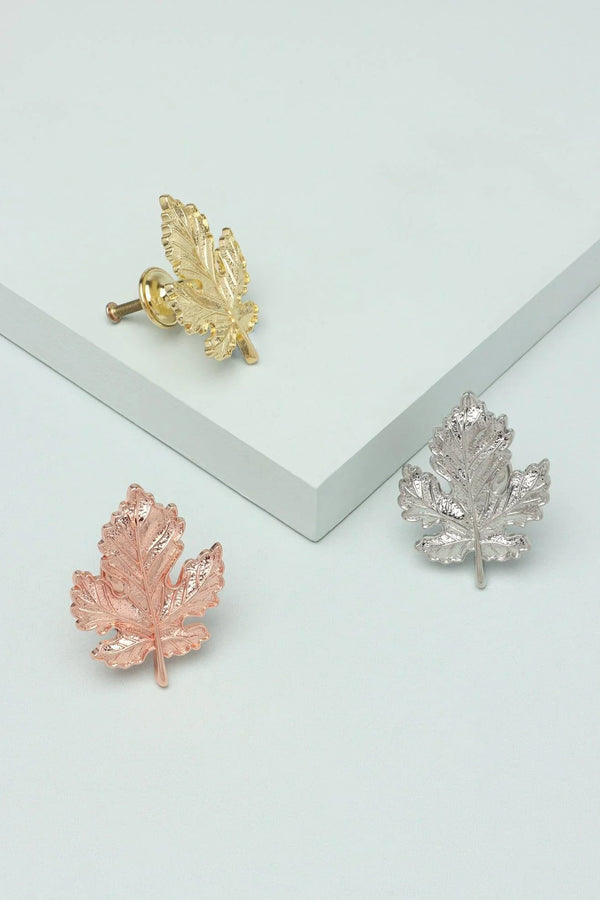 Ahornblatt-Türknauf, Roségold, Silber, massives Messing, Schrank- und Schubladen-Türgriff