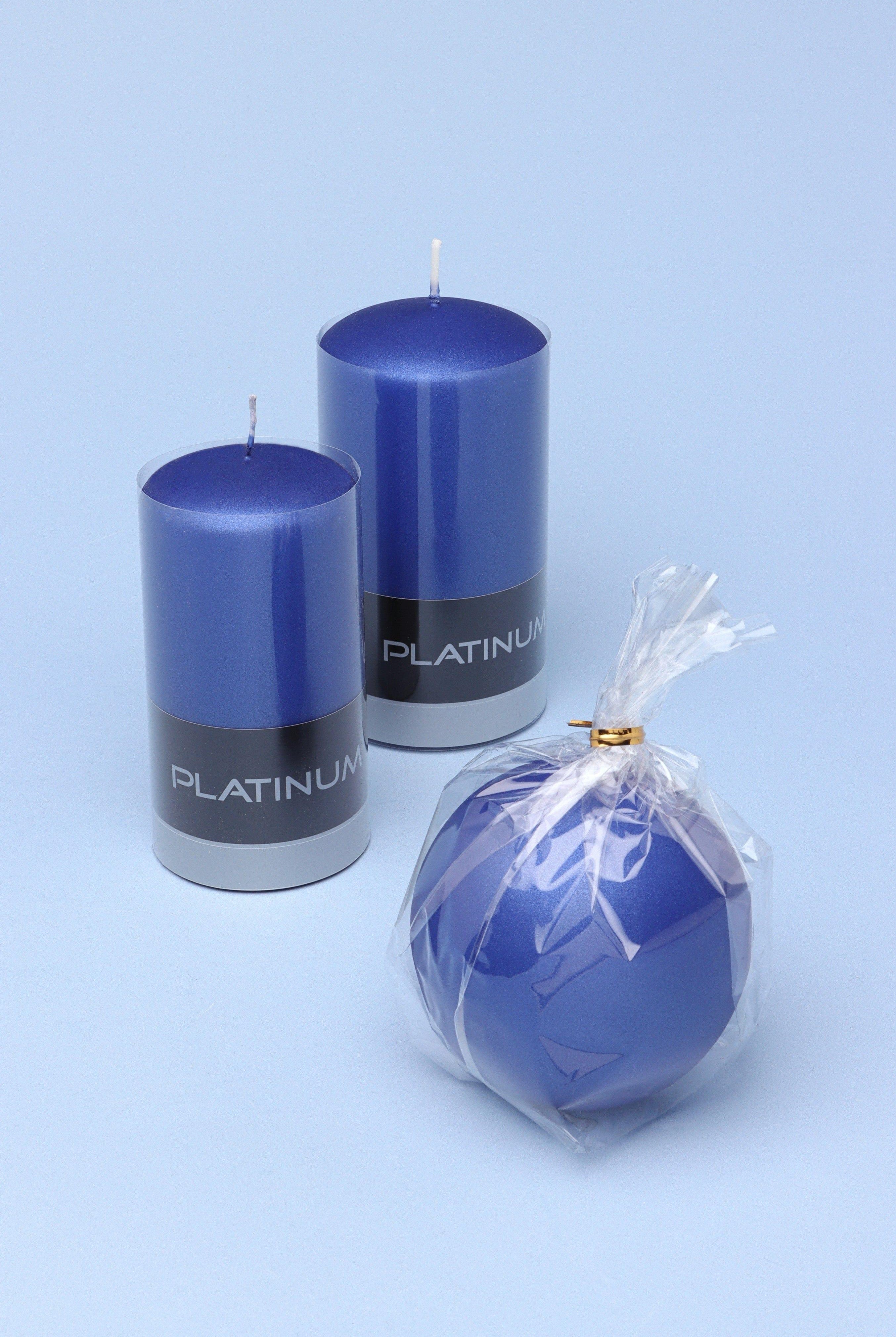Grace Alouette Indigo Blue Lacquered Pillar and Ball Candles - G Decor