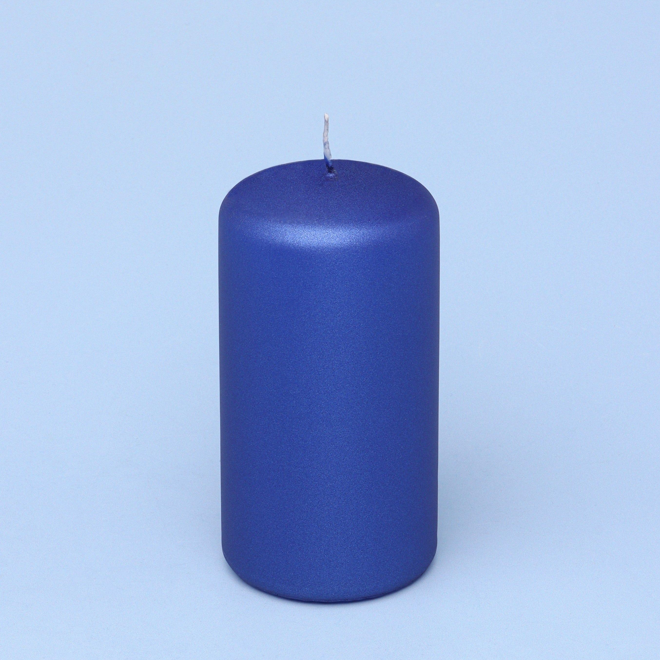 Grace Alouette Indigo Blue Lacquered Pillar and Ball Candles - G Decor