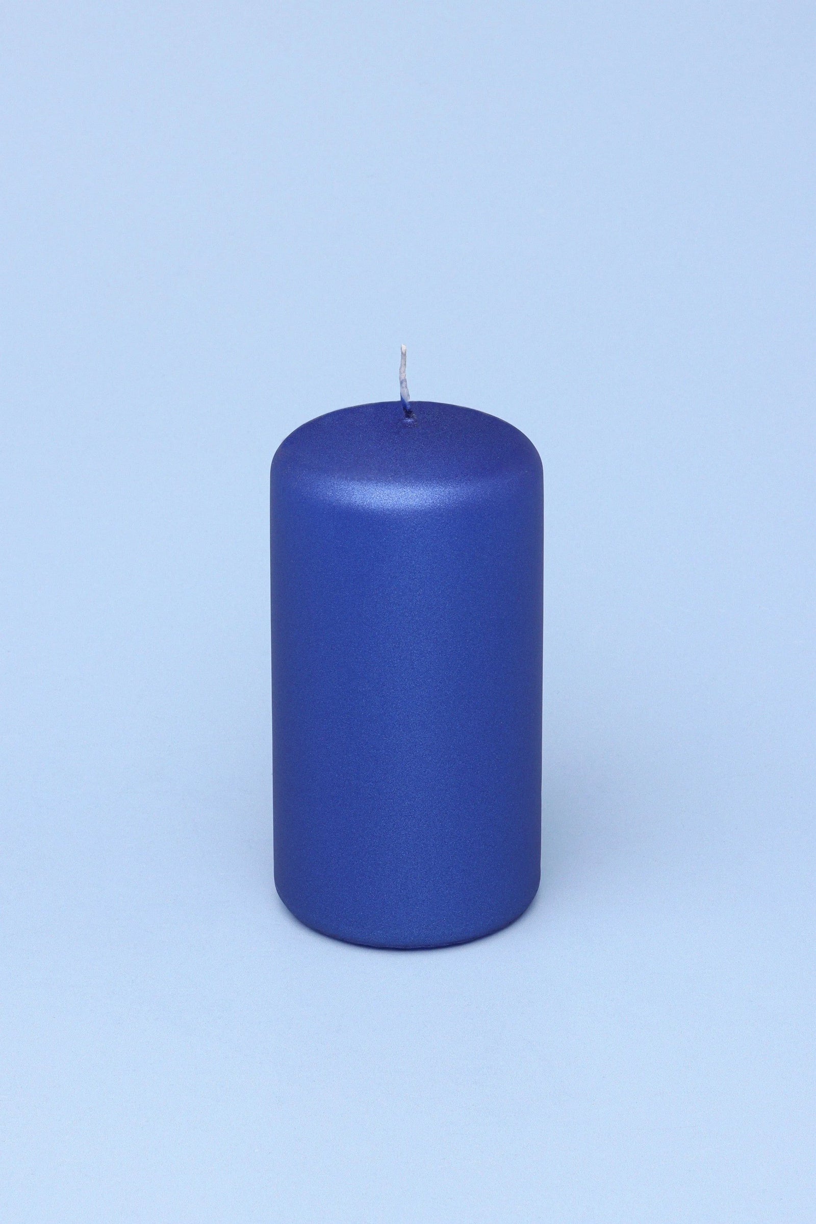Grace Alouette Indigo Blue Lacquered Pillar and Ball Candle — lifestyle view, G Decor