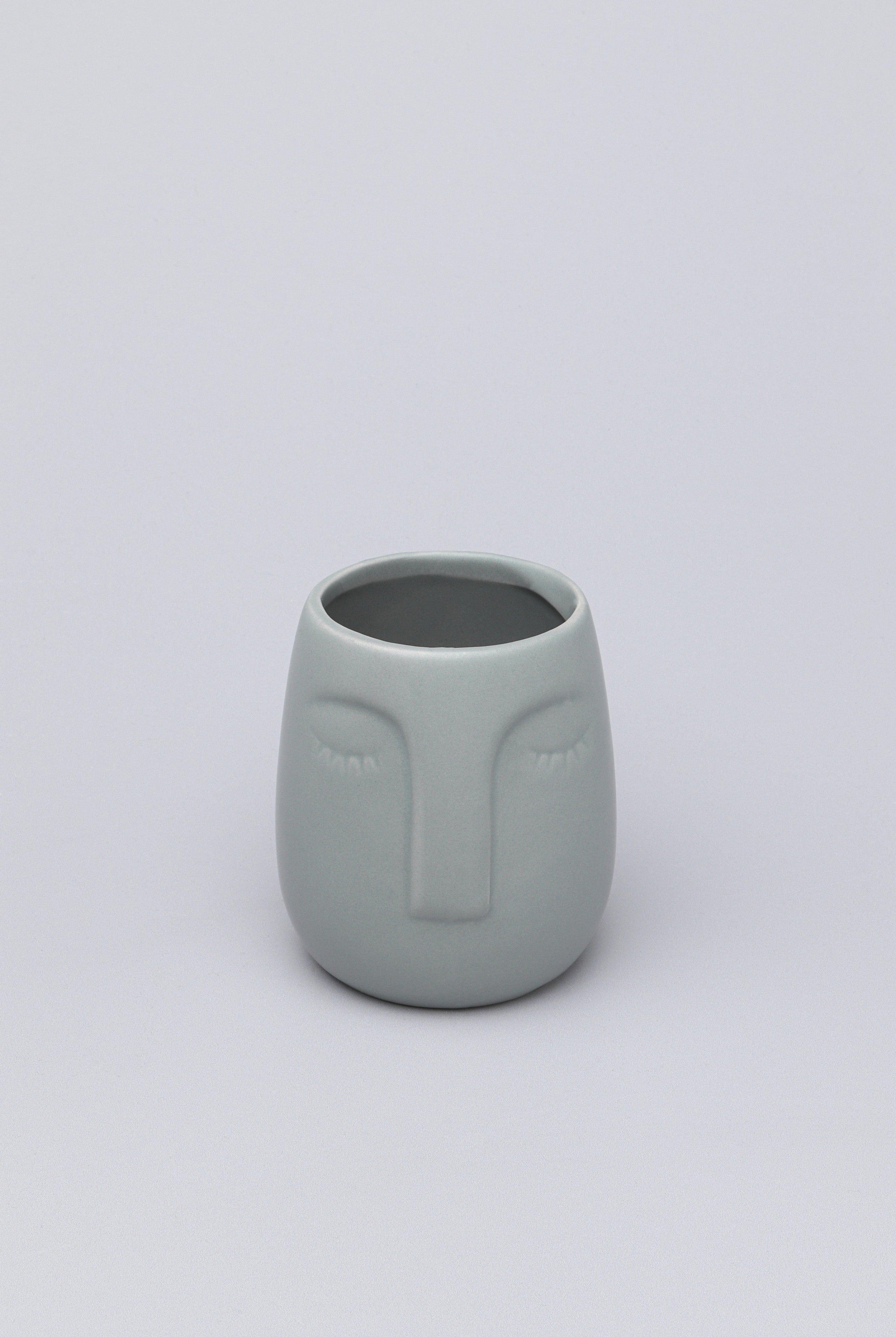 Grey Art Face Ceramic Bath Accessory Set - G Decor