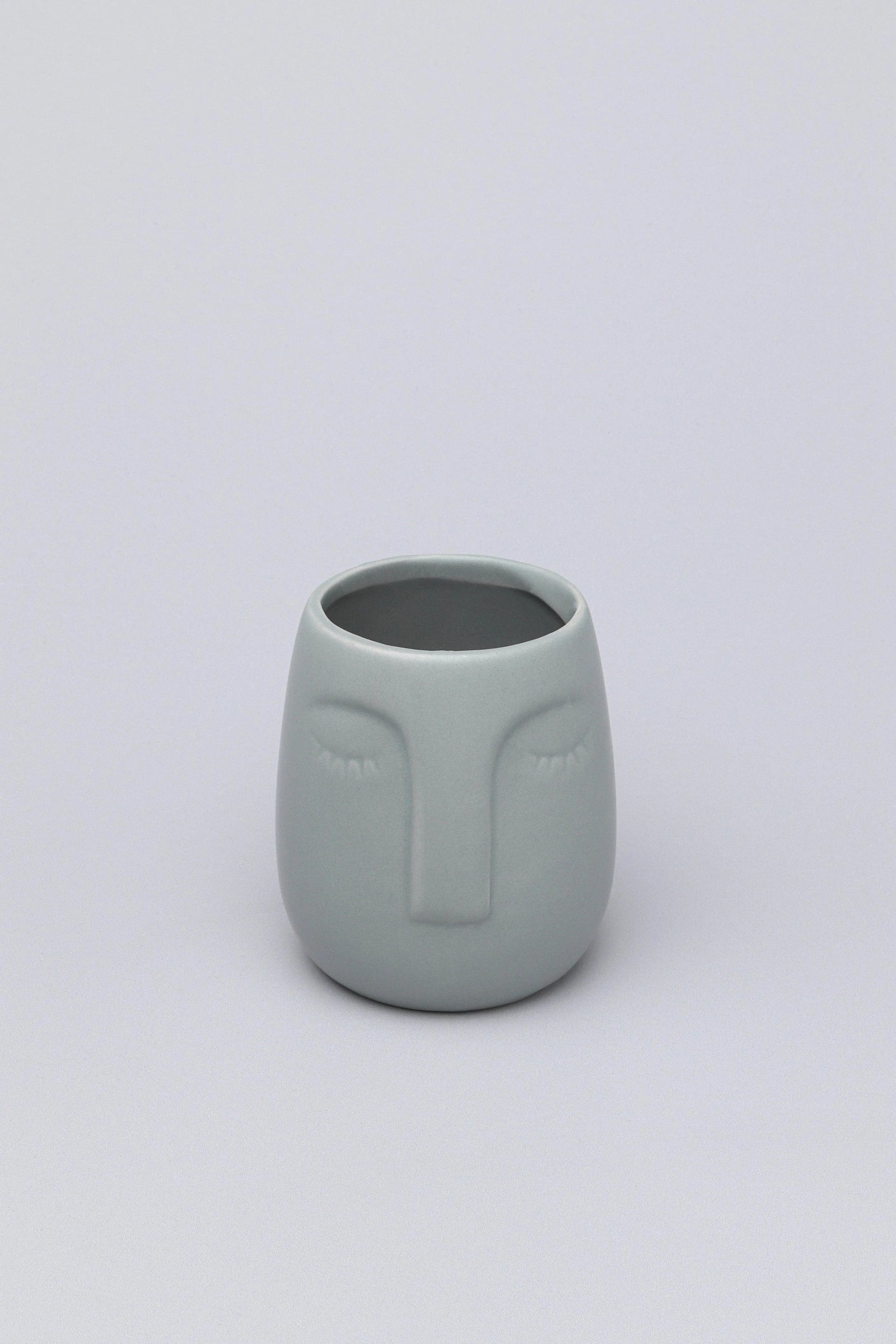 Grey Art Face Ceramic Bathroom Accessory Set — lifestyle view, G Decor