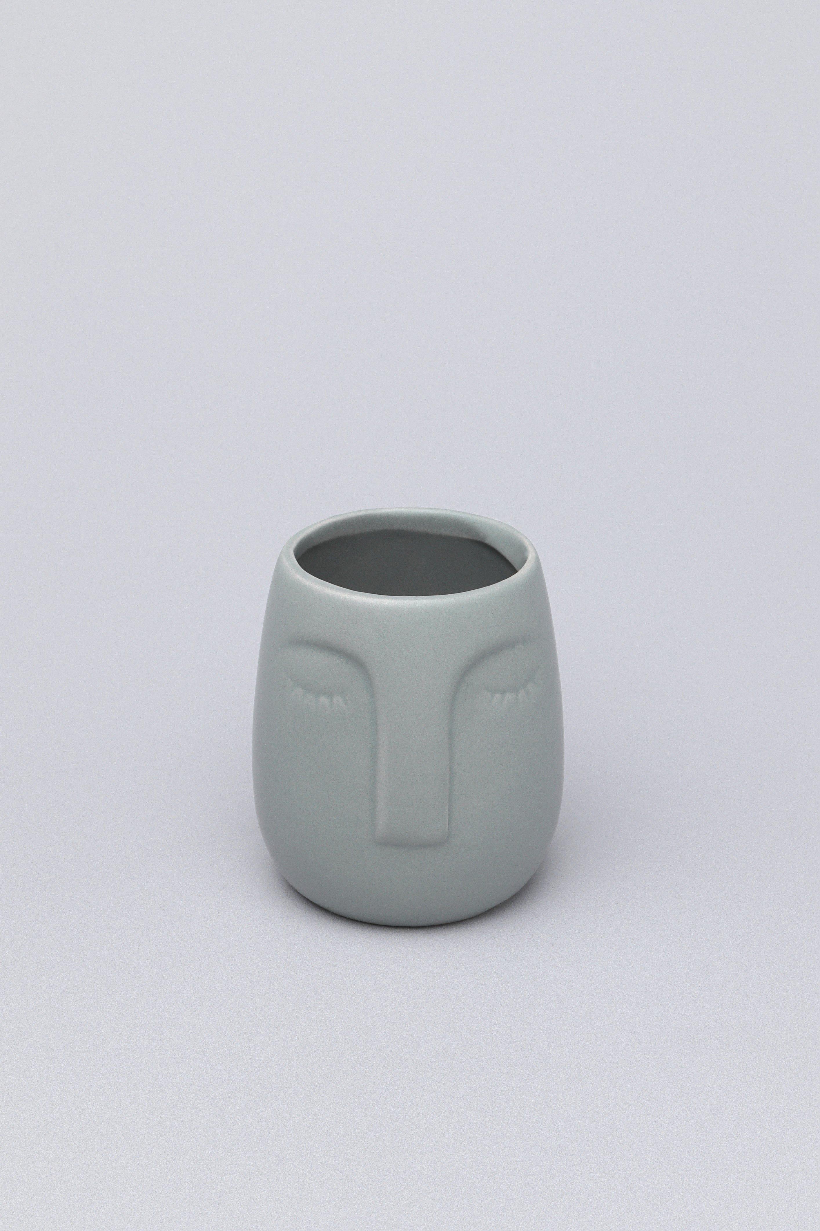 Grey Art Face Ceramic Bath Accessory Set - G Decor