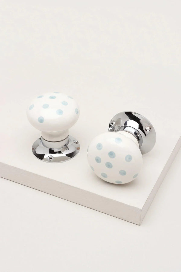Grey Polka Dot Ceramic Mortice Door Knobs — Chrome Base