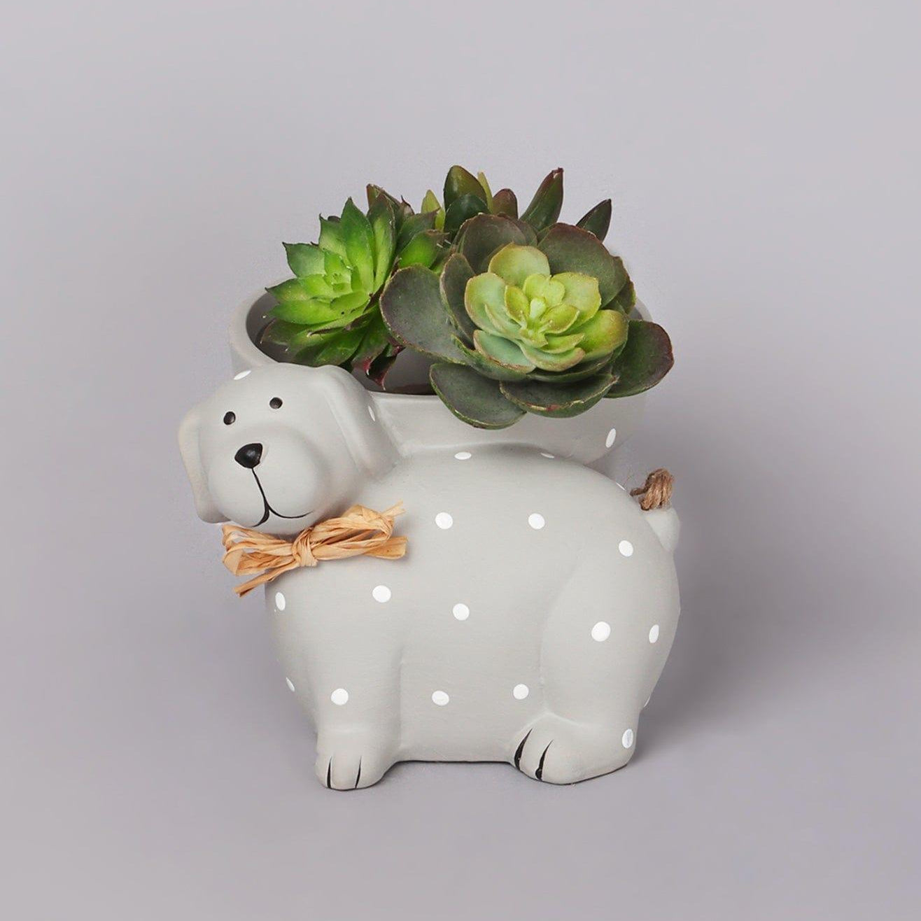 Grey Spotted Cute Dog Planter - G Decor