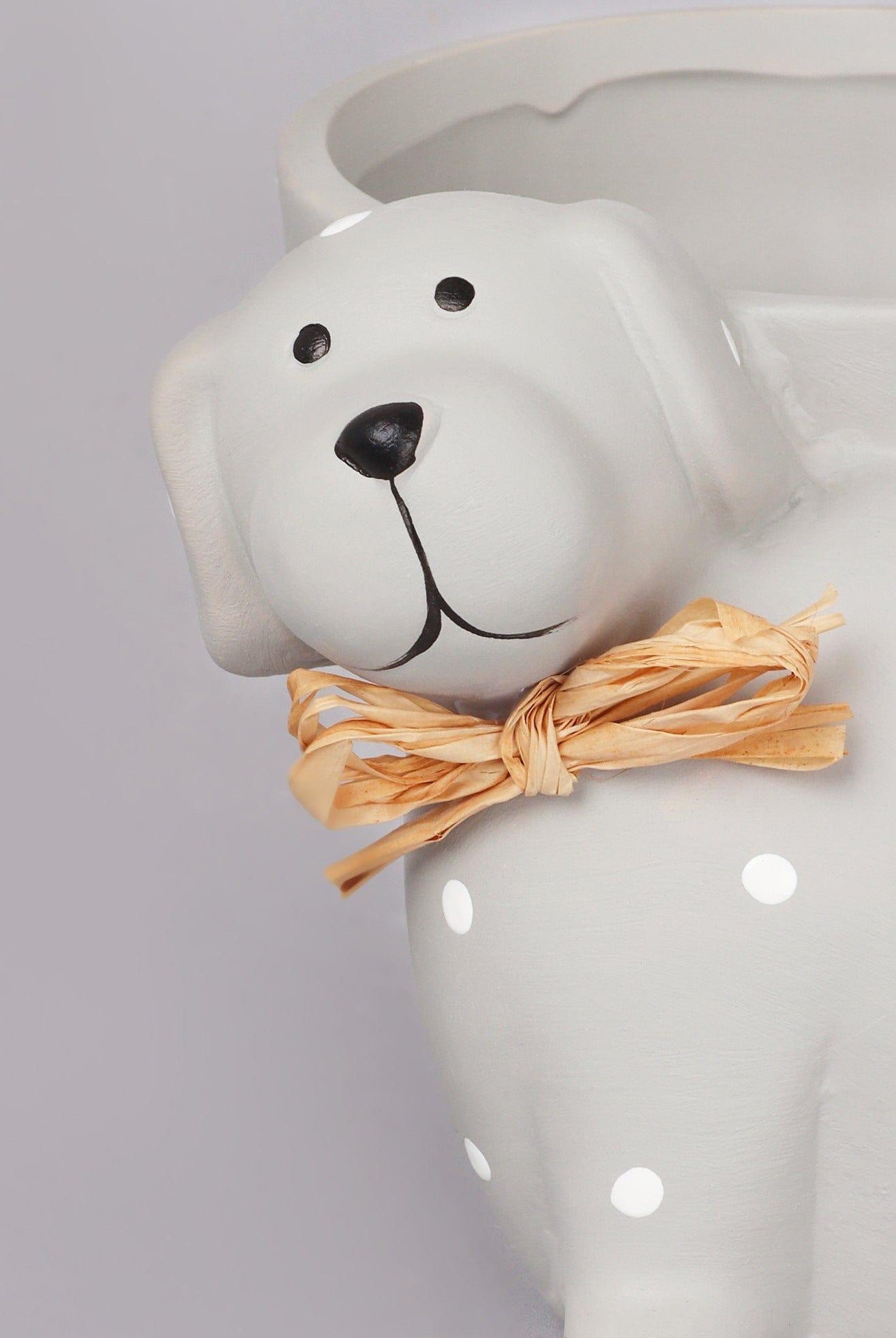 Grey Spotted Cute Dog Planter - G Decor
