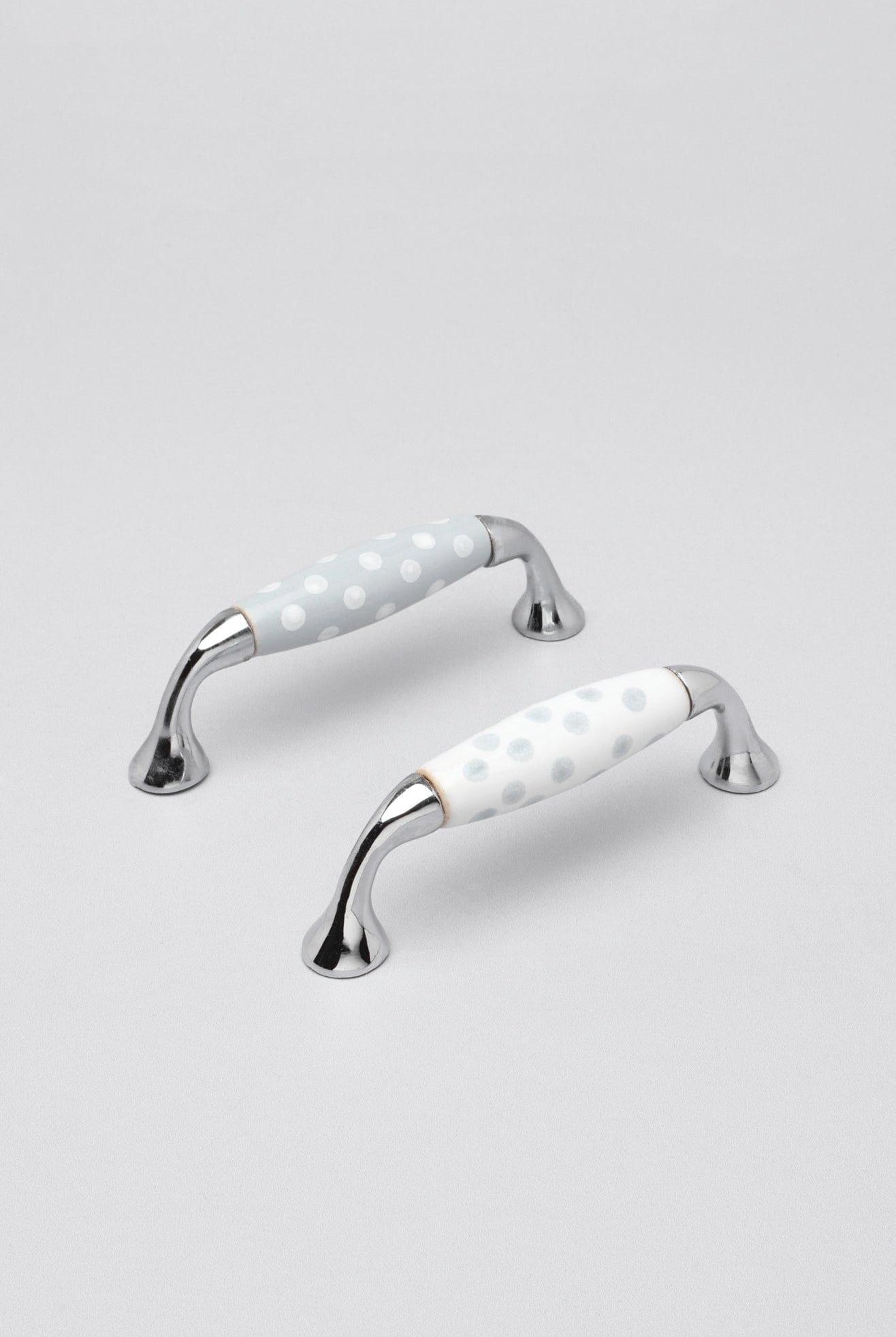 Grey White Spots Ceramic Kitchen Cupboard Pull Handles - G Decor