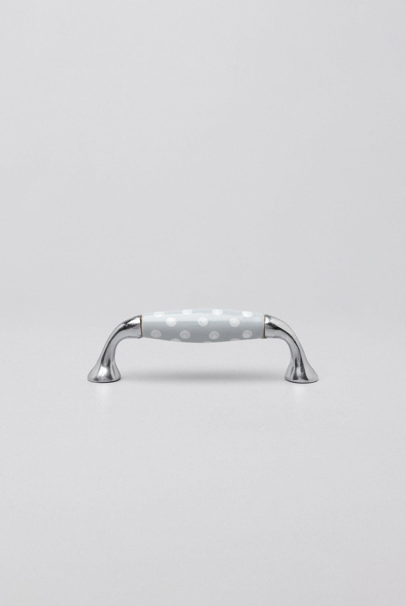 Grey White Spots Ceramic Kitchen Cupboard Pull Handles - G Decor
