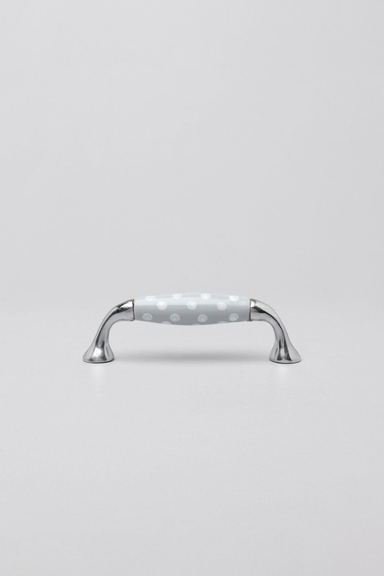 Grey White Spots Ceramic Kitchen Cupboard Pull Handles - G Decor