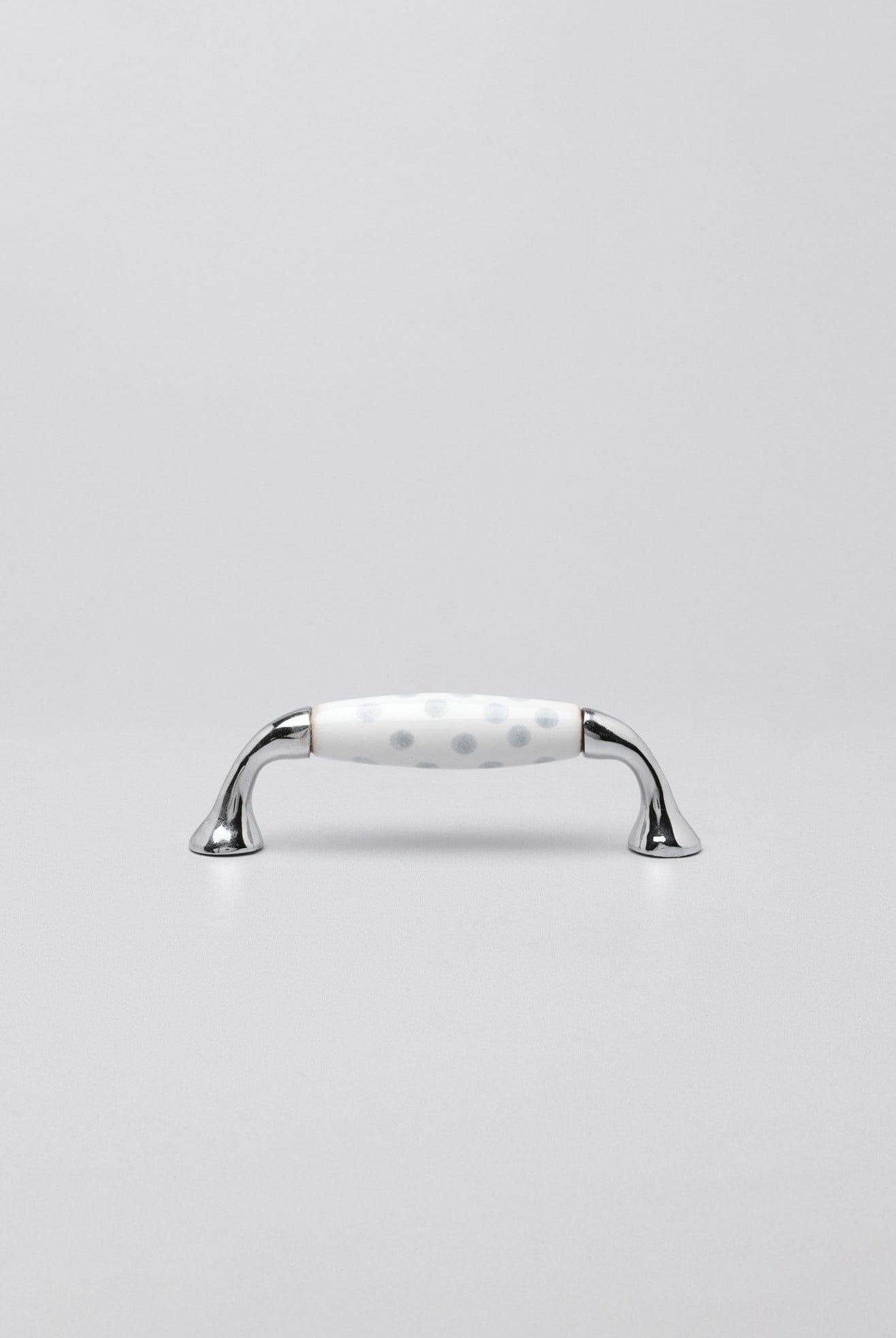 Grey White Spots Ceramic Kitchen Cupboard Pull Handles - G Decor