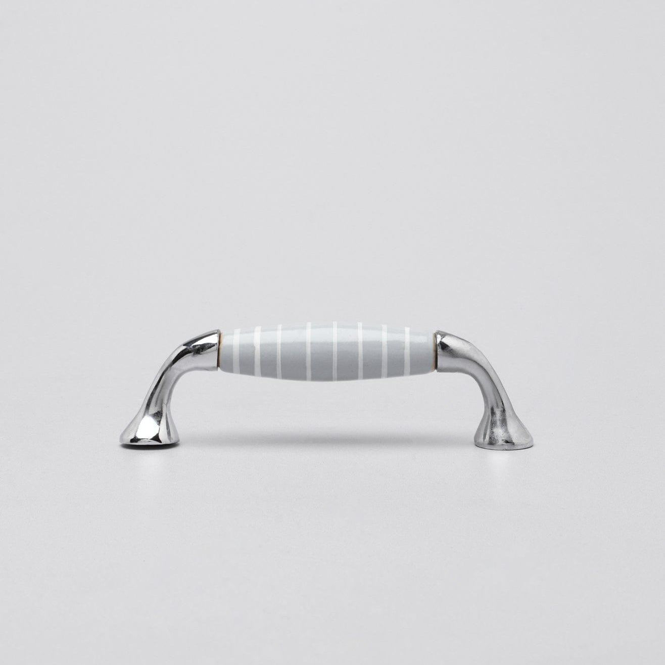 Grey White Stripes Ceramic Kitchen Cupboard Pull Handles - G Decor