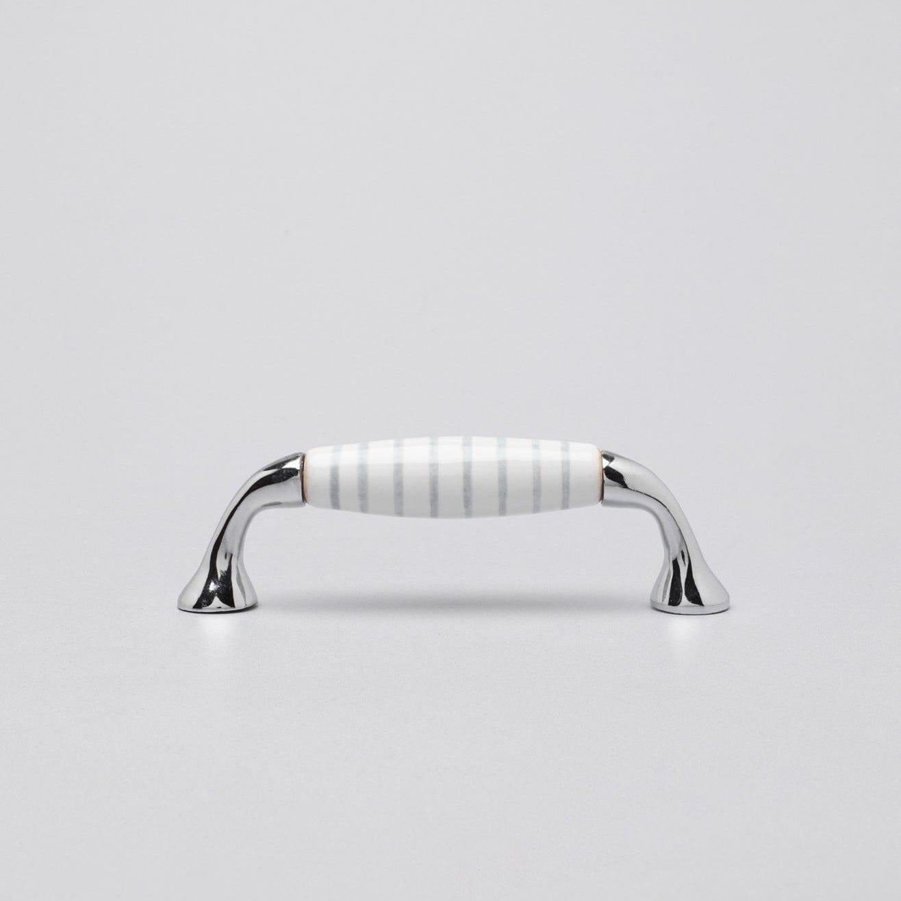 Grey White Stripes Ceramic Kitchen Cupboard Pull Handles - G Decor