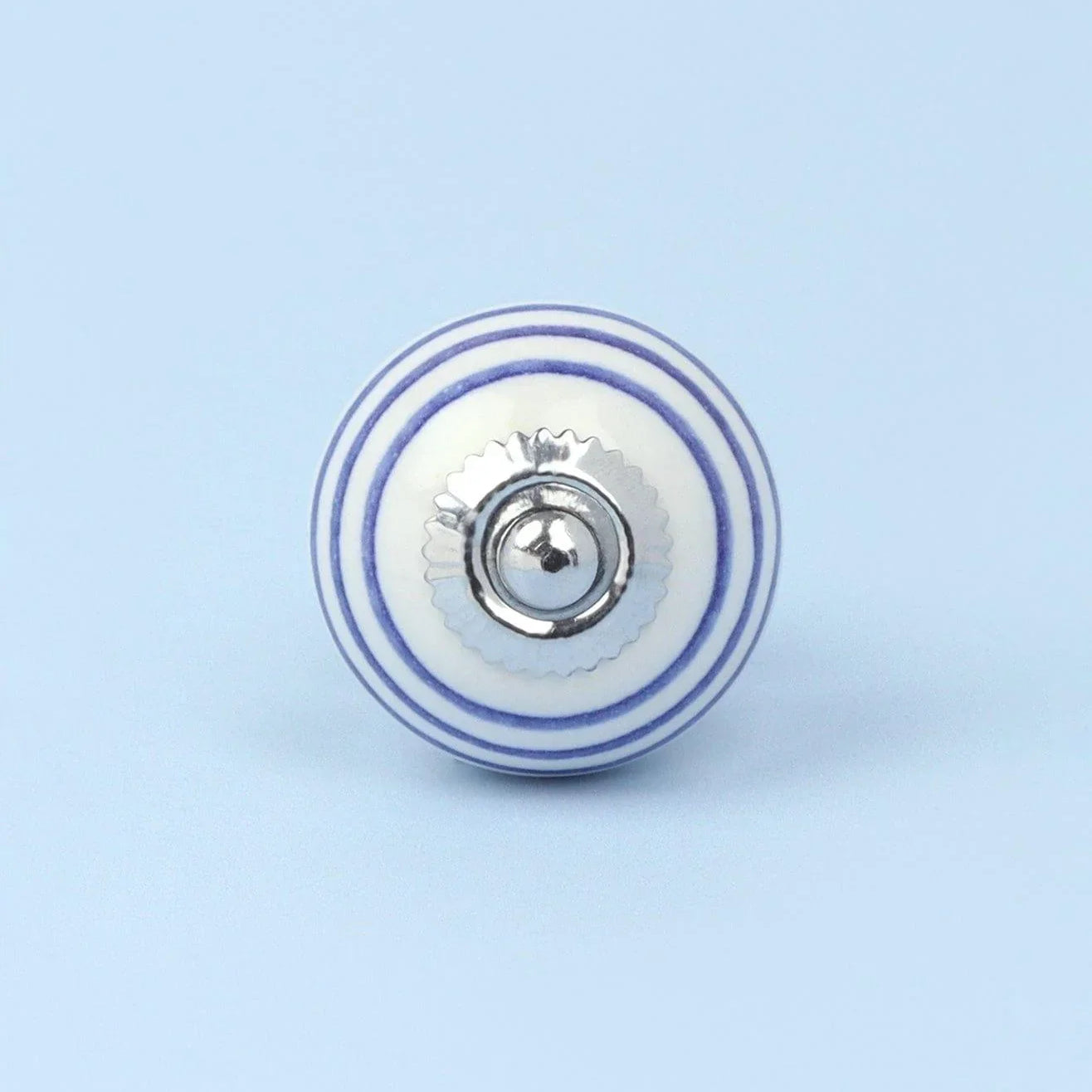 Handcrafted & Handpainted Striped Ceramic Door Knobs White Base Cupboard Pull Handles In Dark Green And Blue In - G Decor