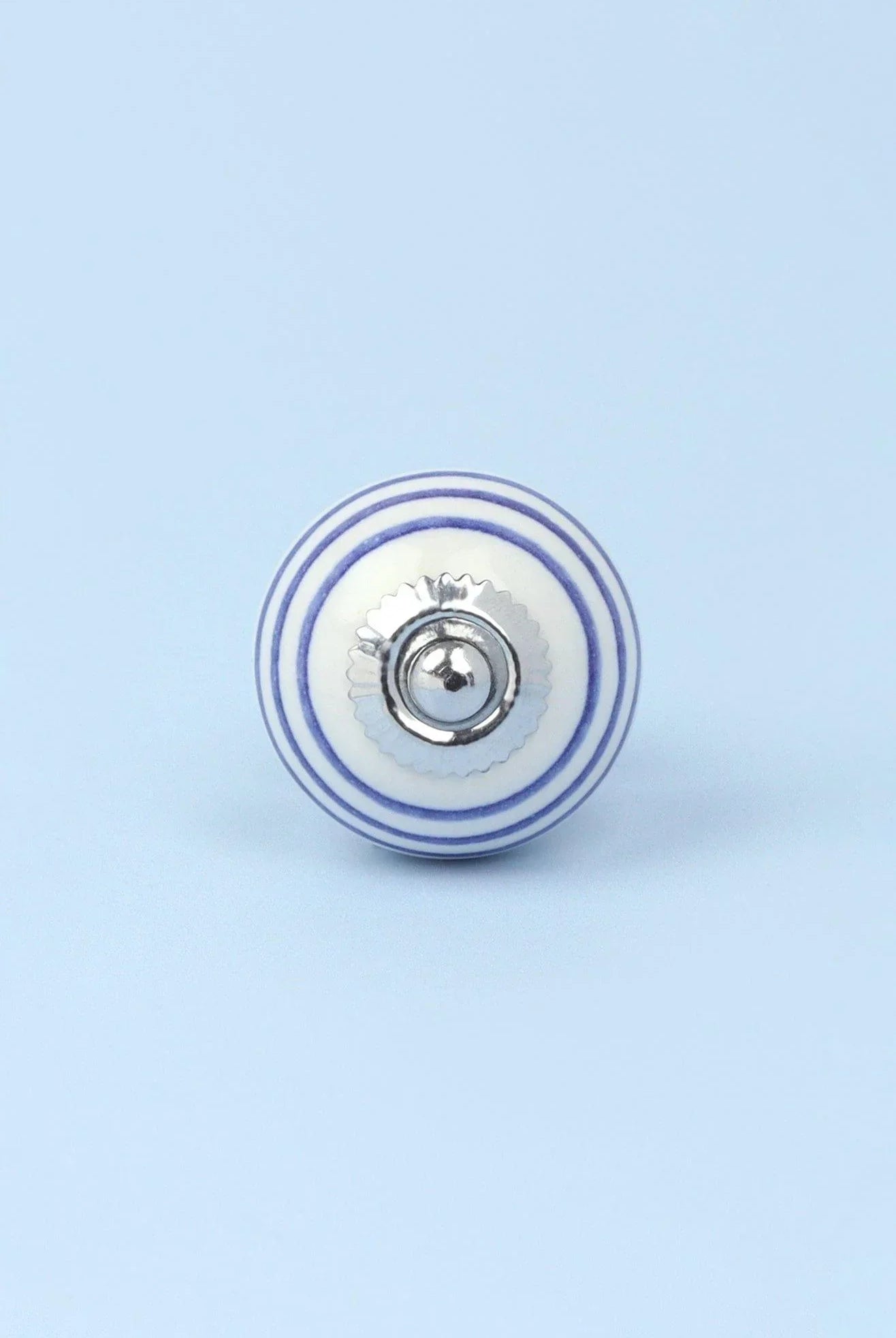 Handcrafted & Handpainted Striped Ceramic Door Knobs White Base Cupboard Pull Handles In Dark Green And Blue In - G Decor