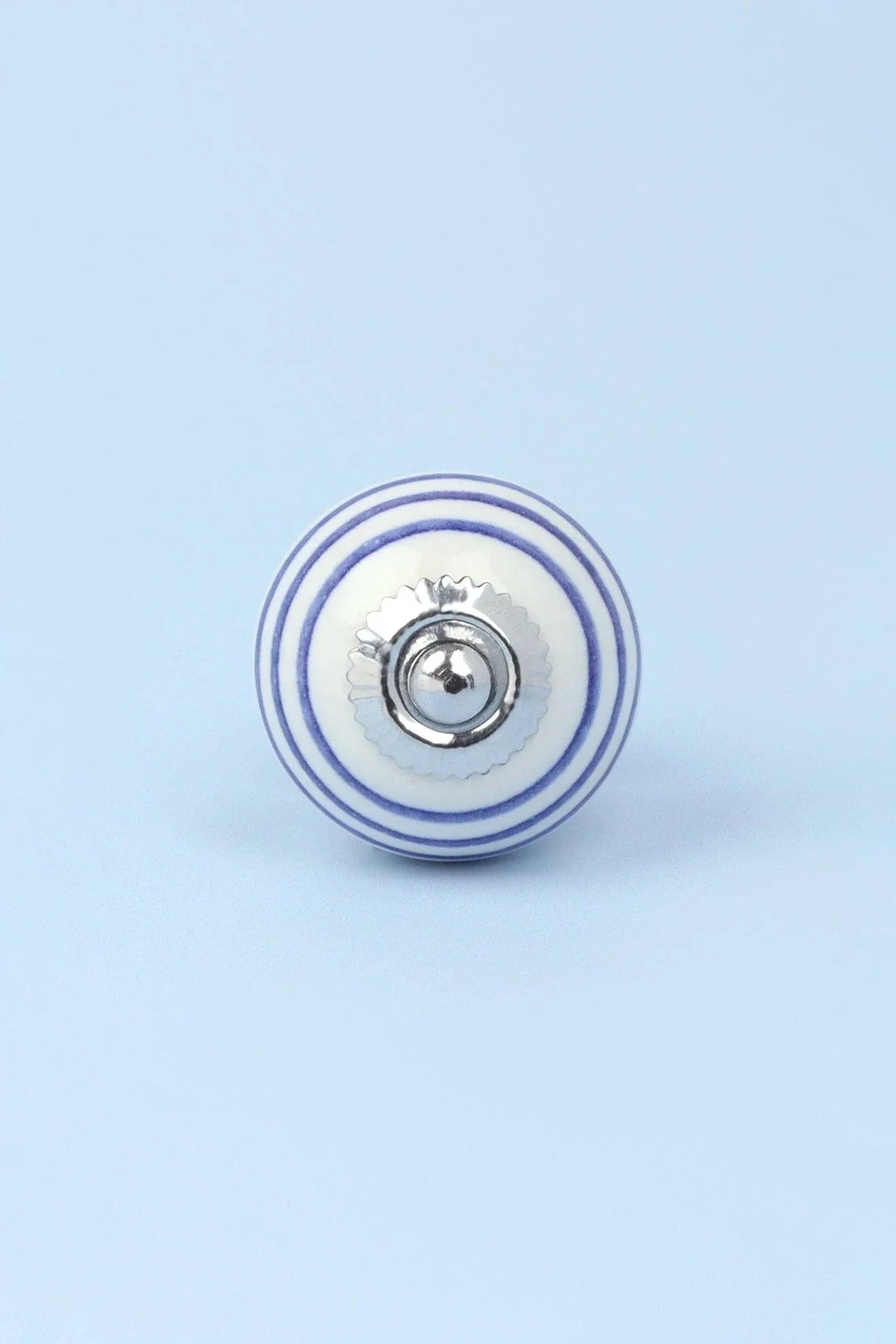 Striped Ceramic Cabinet Knob in Dark Green and Blue — close-up view, G Decor