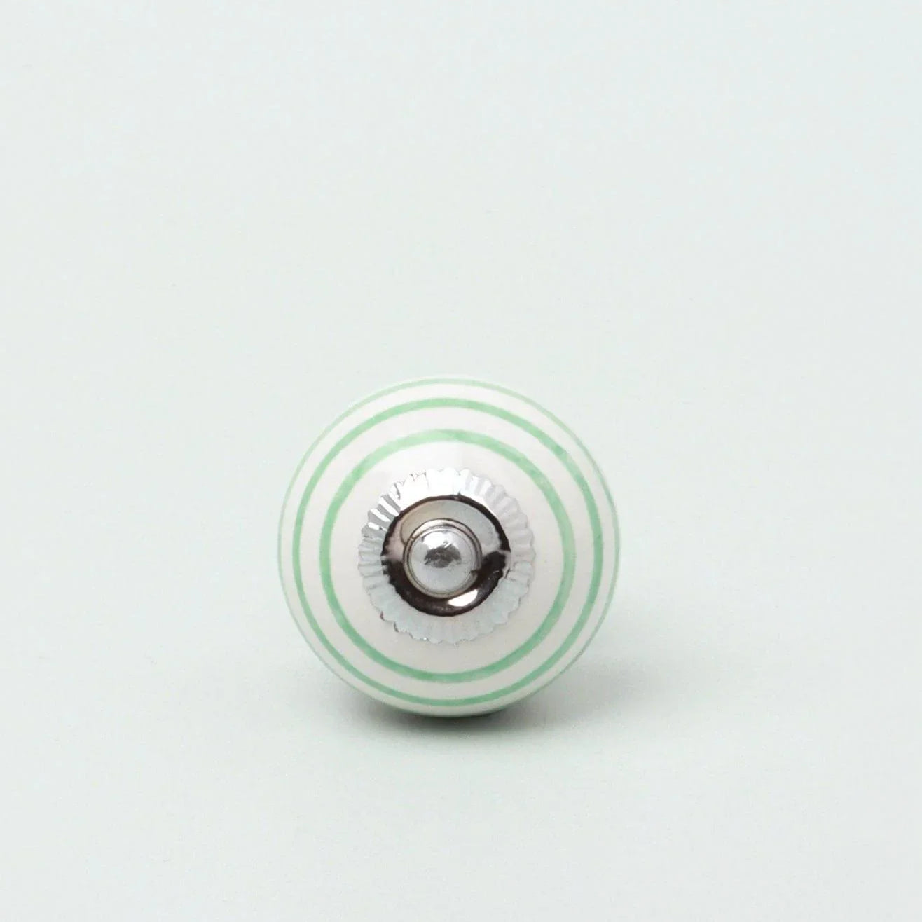 Handcrafted & Handpainted Striped Ceramic Door Knobs White Base Cupboard Pull Handles In Grey and Green - G Decor