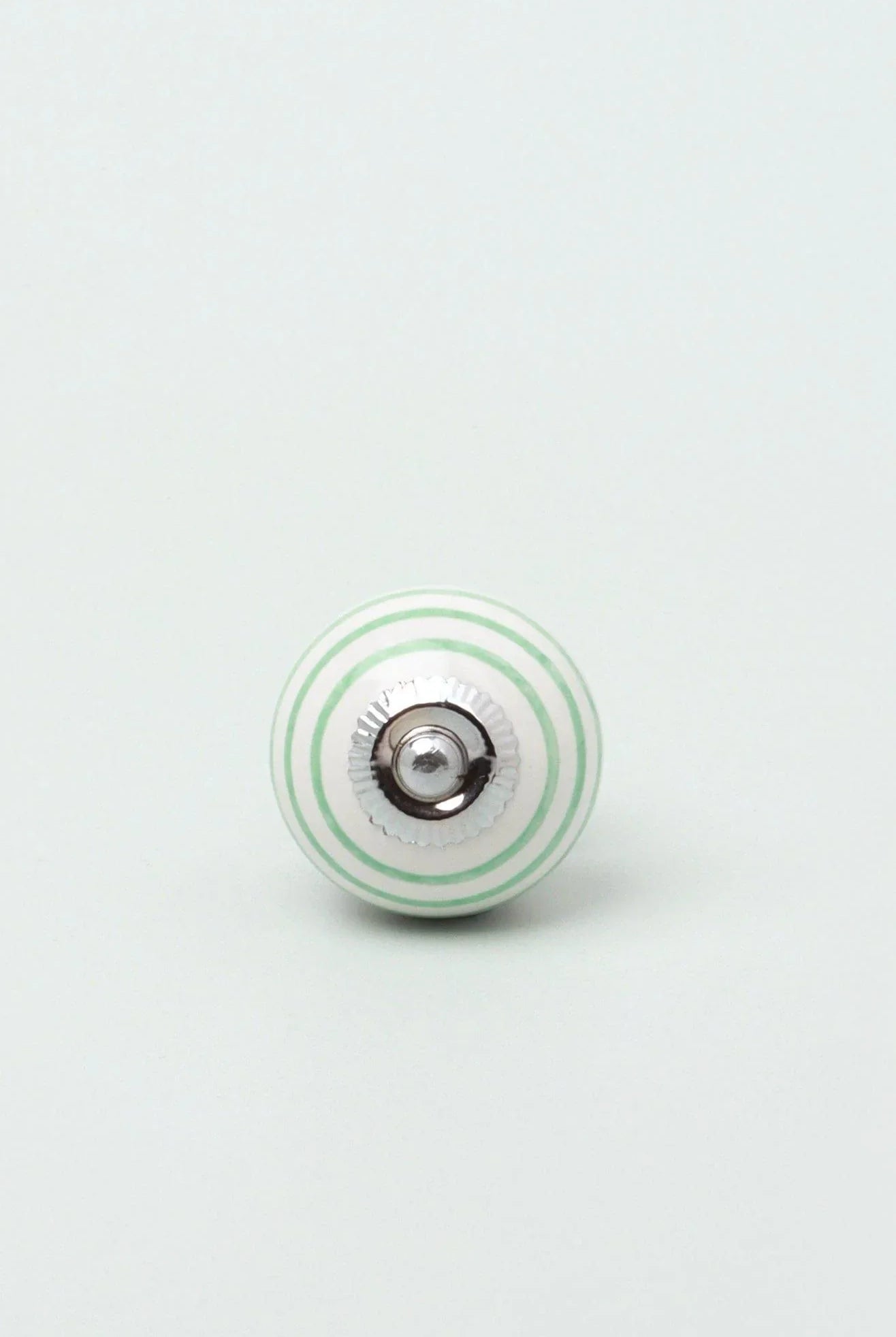 Handcrafted & Handpainted Striped Ceramic Door Knobs White Base Cupboard Pull Handles In Grey and Green - G Decor