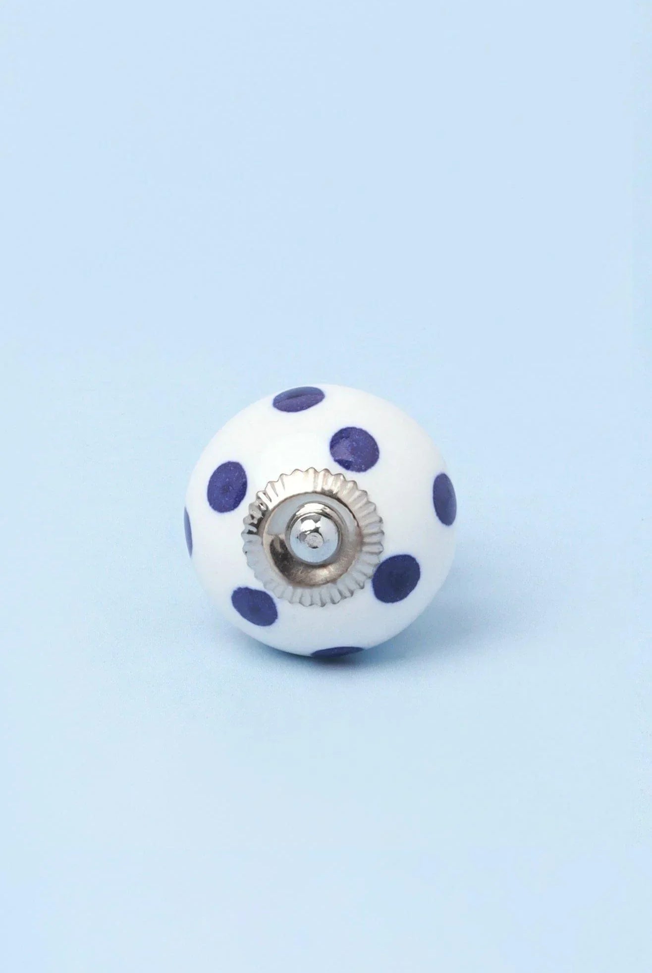 Handcrafted & Handpainted White Base Polka Dot Ceramic Door Knobs In Darks Blue And Green - G Decor