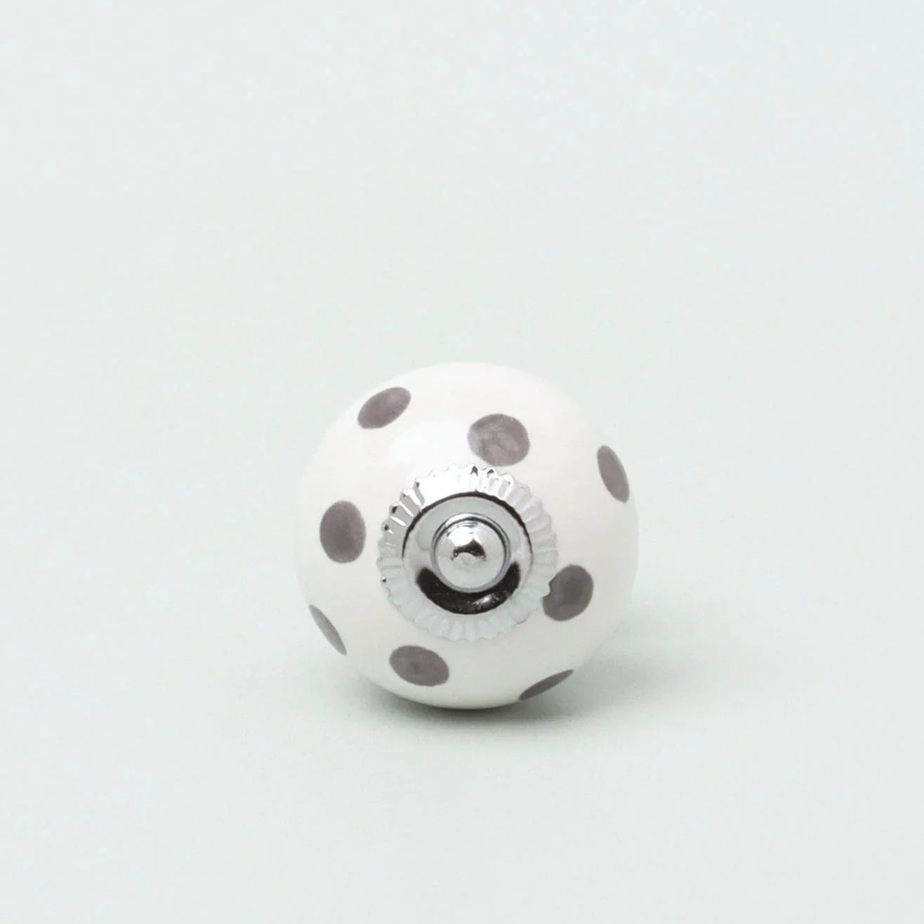 Handcrafted & Handpainted White Base Polka Dot Ceramic Door Knobs In Mint and Dark Grey - G Decor