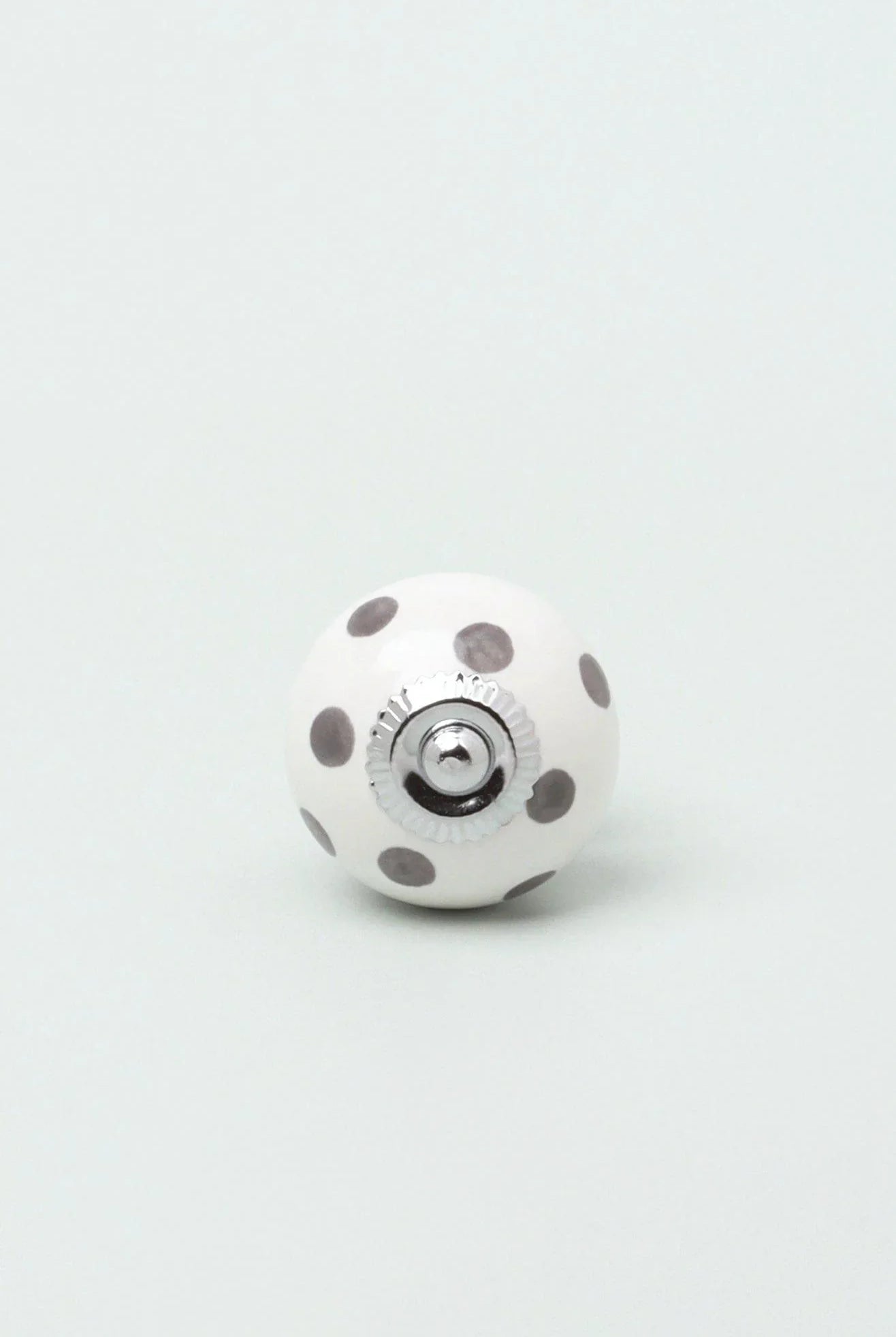 Handcrafted & Handpainted White Base Polka Dot Ceramic Door Knobs In Mint and Dark Grey - G Decor