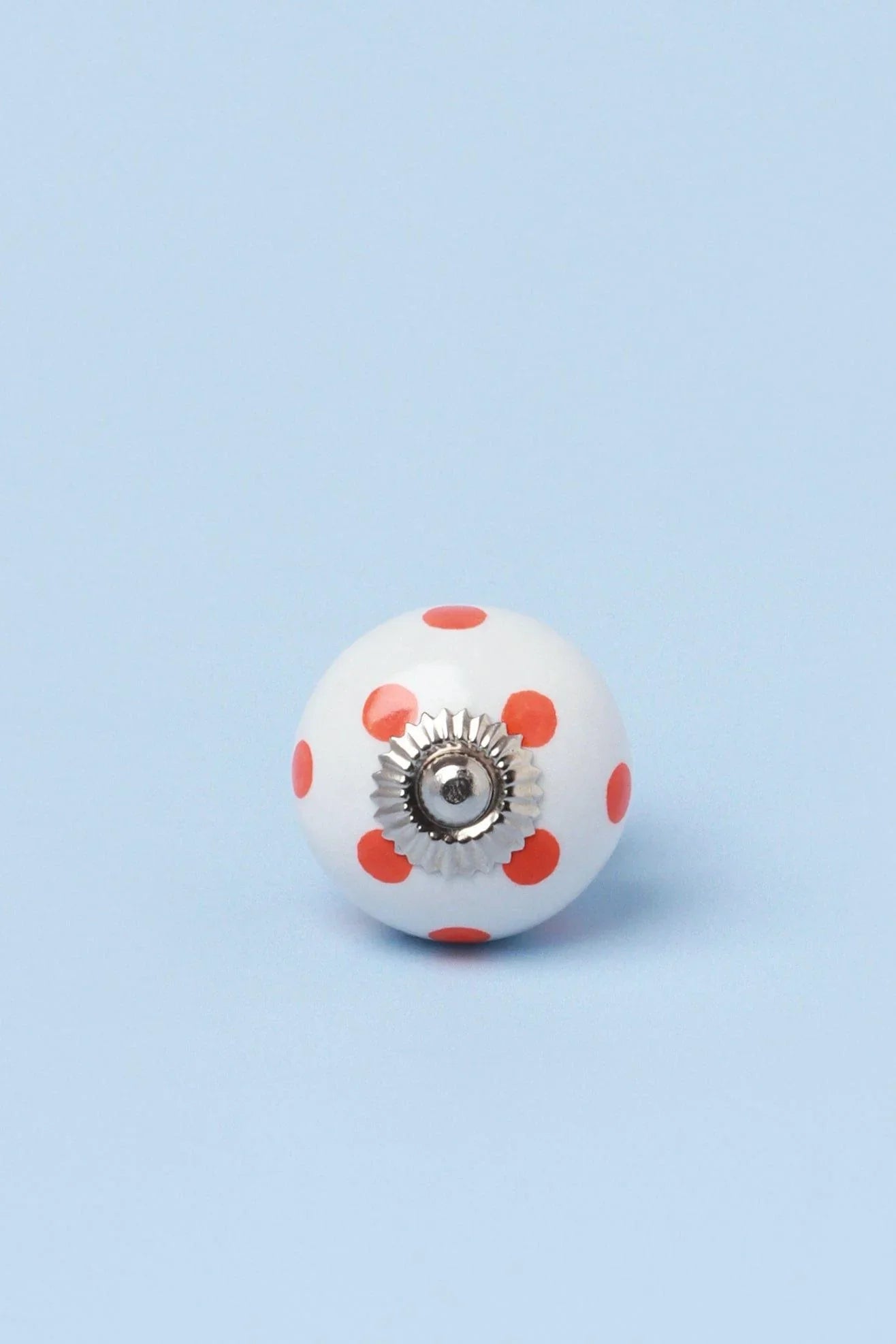 Polka Dot Ceramic Cabinet Knob in Orange and Red — alternate view, G Decor