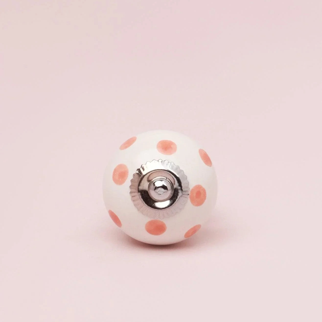 Handcrafted & Handpainted White Base Polka Dot Ceramic Door Knobs In Pastel Yellow And Baby Pink - G Decor