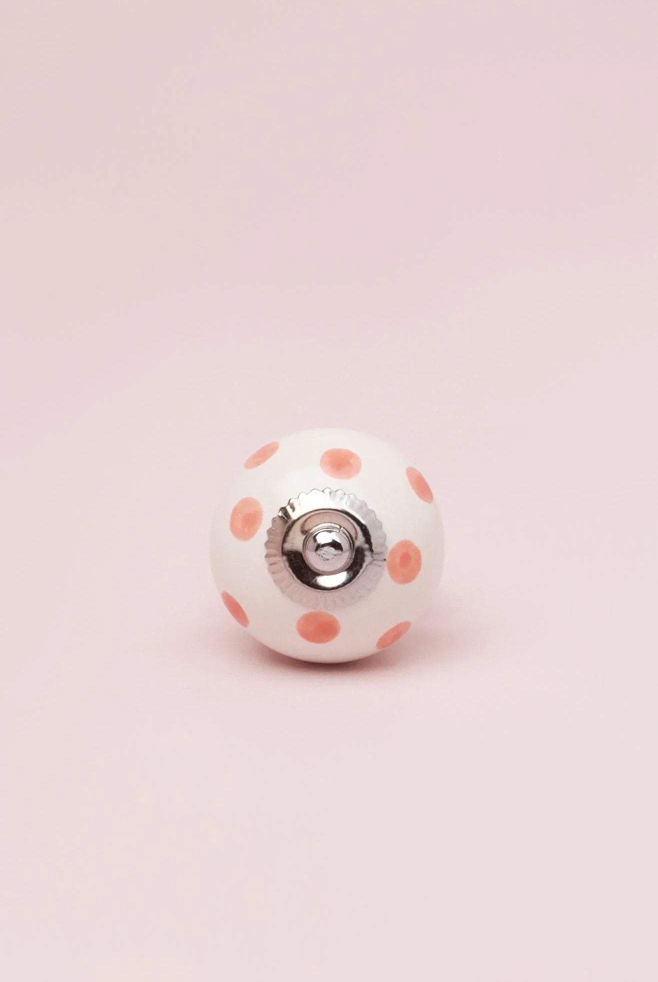 Handcrafted & Handpainted White Base Polka Dot Ceramic Door Knobs In Pastel Yellow And Baby Pink - G Decor