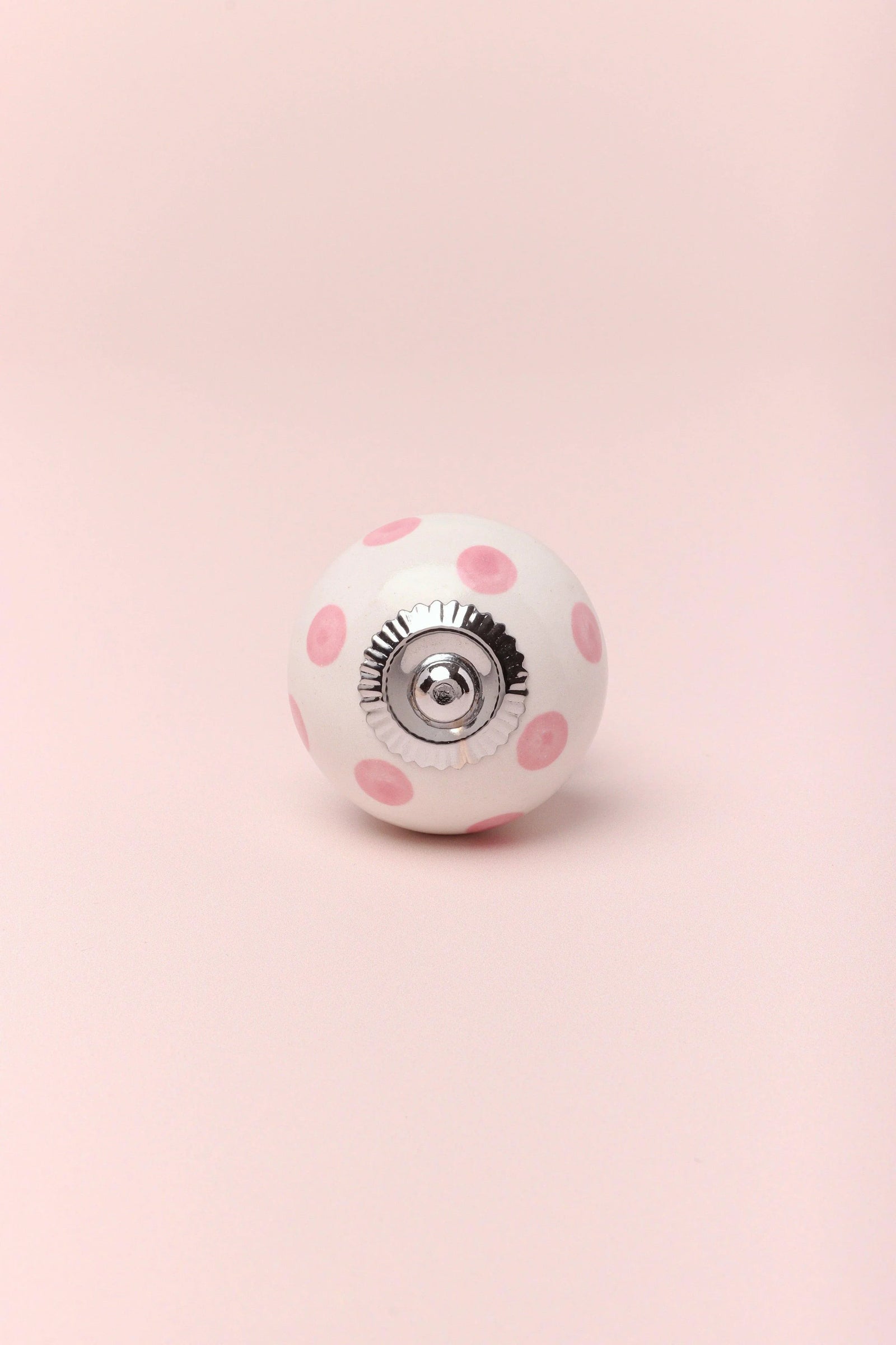 Polka Dot Hand-Painted Ceramic Cabinet Knob in Yellow and Pink — alternate view, G Decor