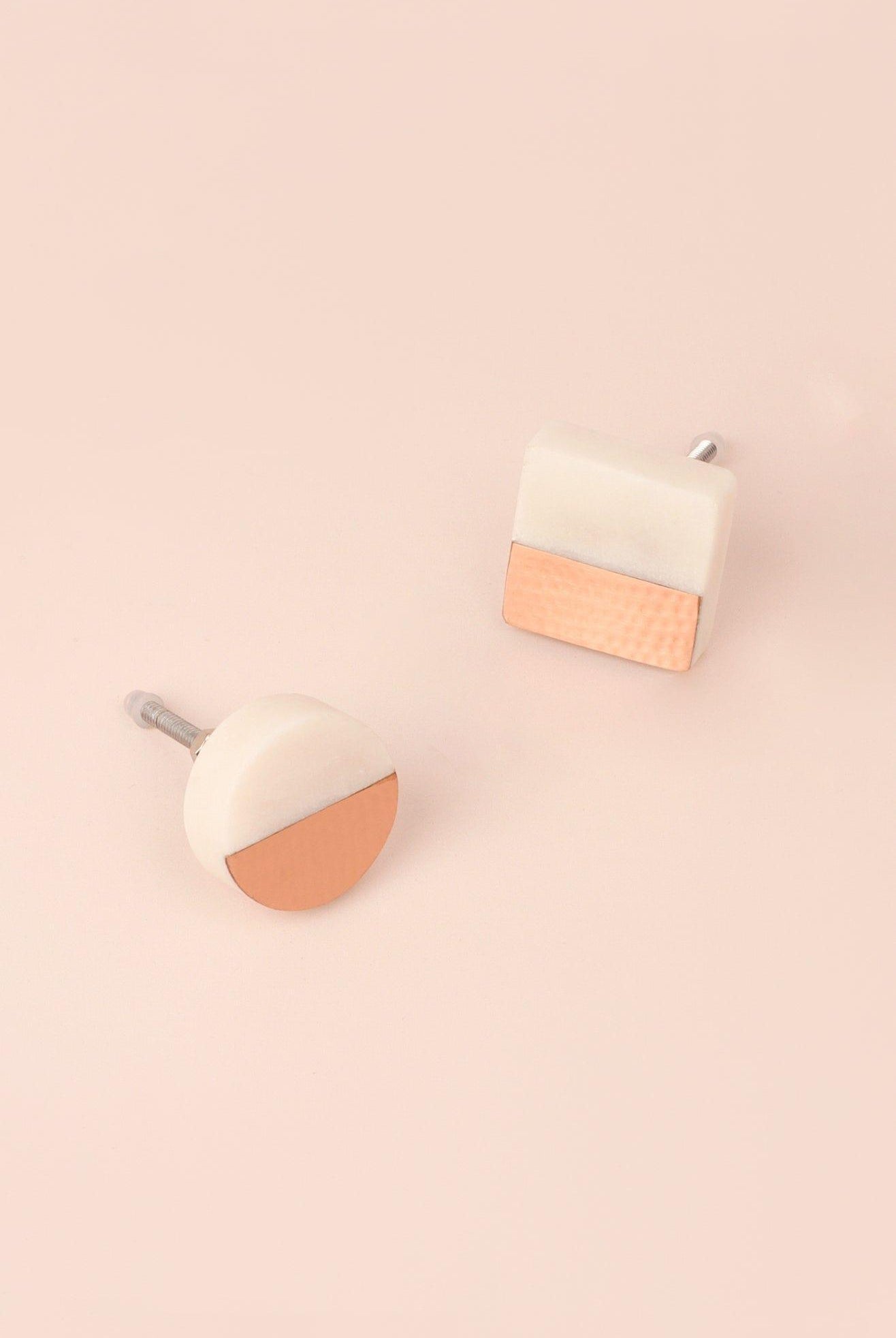 Handcrafted Calacatta Marbella Rose Ember Door Knob - G Decor