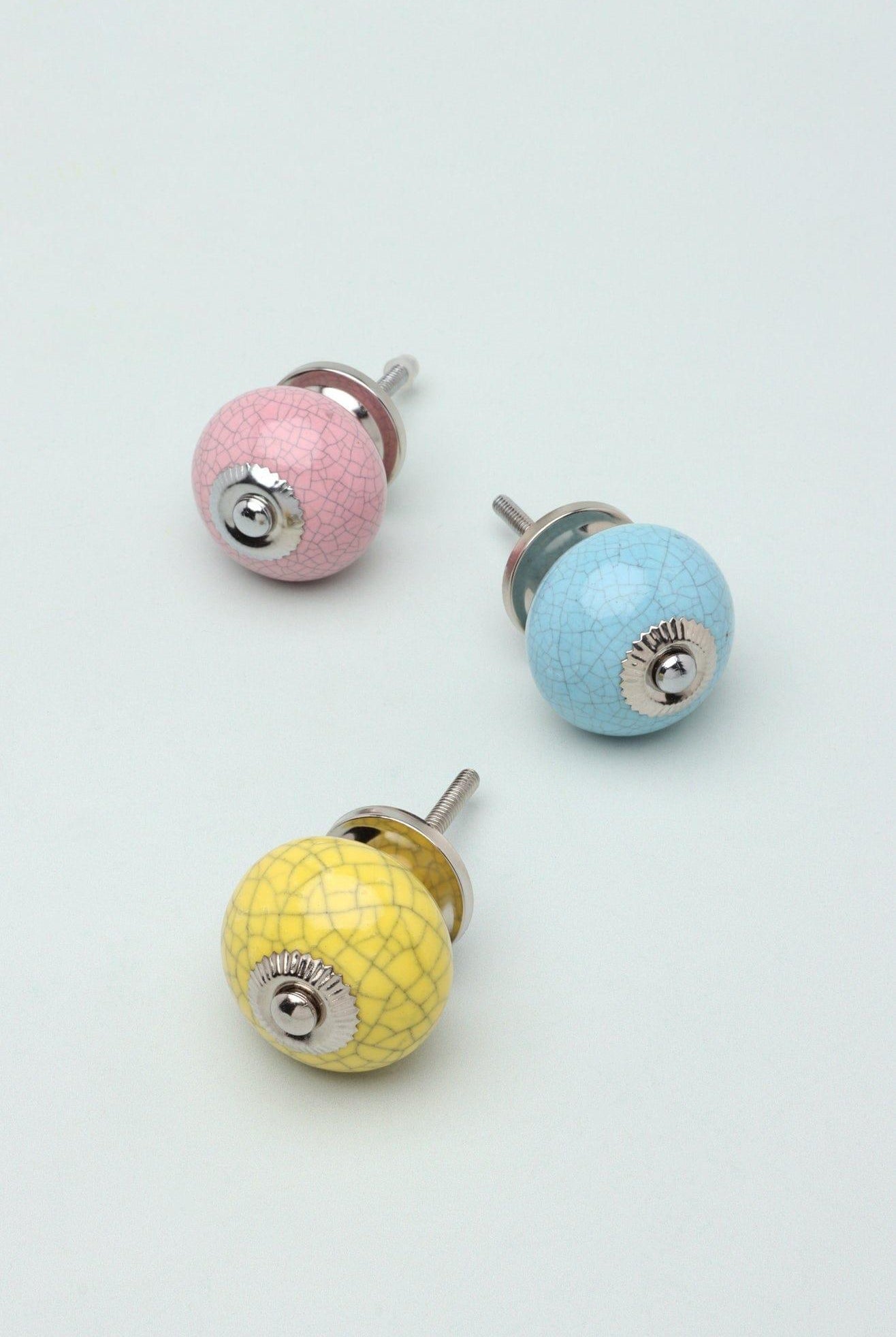 Handcrafted Crackle Ceramic Door Knobs In Bright Colours Cupboard Pull Handles - G Decor