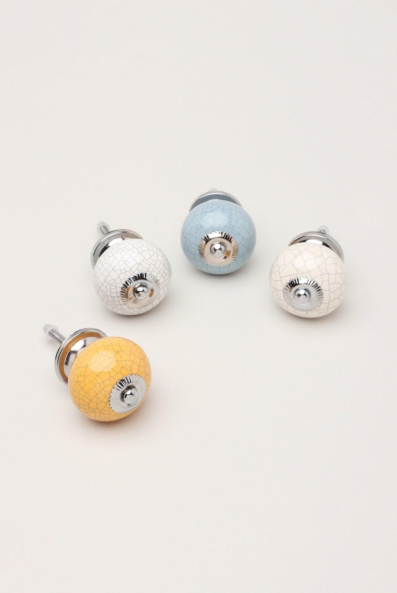 Handcrafted Crackle Ceramic Door Knobs In Pastel Colours Cupboard Pull Handles - G Decor