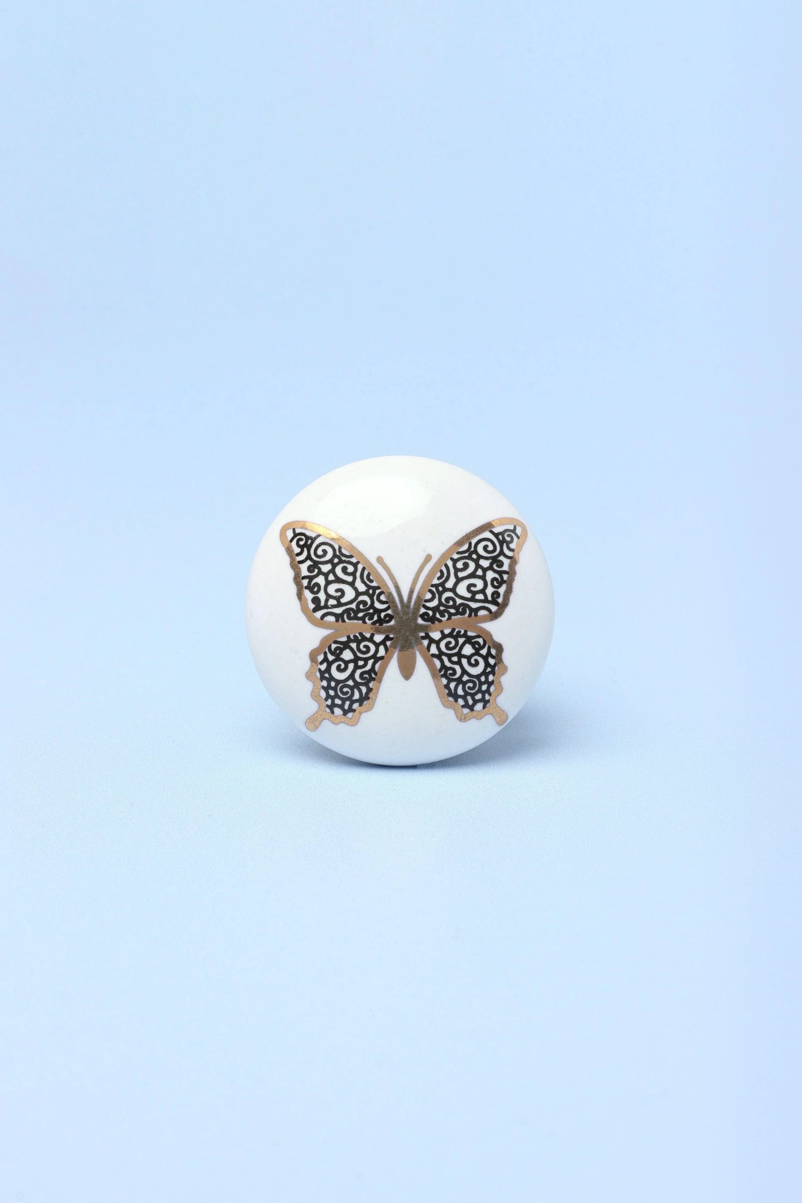 Golden Butterfly Graceful Ceramic Cabinet Knob — alternate view, G Decor