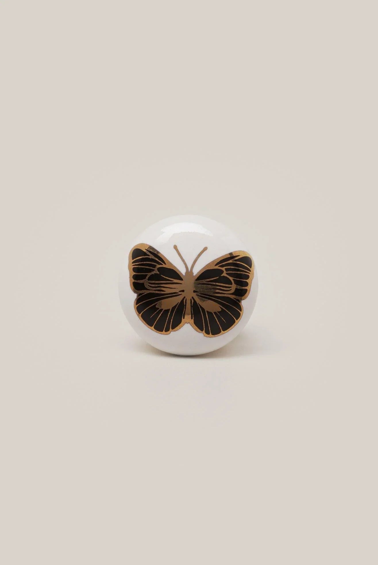 Handcrafted Golden Butterfly Radiant Ceramic Door Knob - G Decor