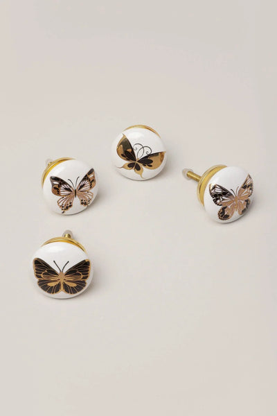 Golden Butterfly Radiant Ceramic Cabinet Knob