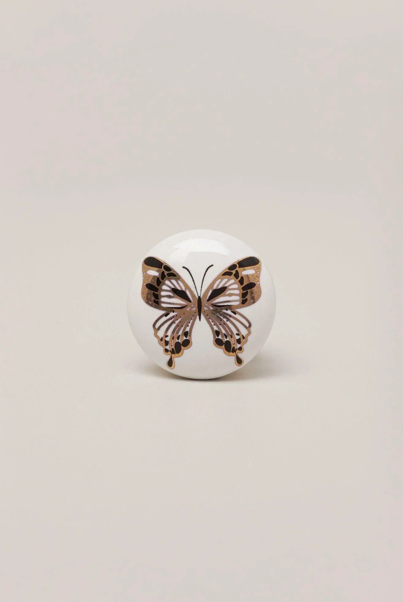 Handcrafted Golden Butterfly Radiant Ceramic Door Knob - G Decor